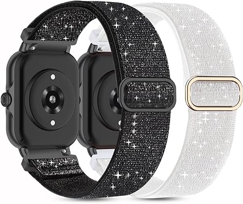 2 Pack Stretchy Nylon Watch Bands Compatible with Amazfit Bip U ProBip 3BipBip LiteBip SBip S liteBip UBip 3 Pro. 20MM Loop Elastic Straps for