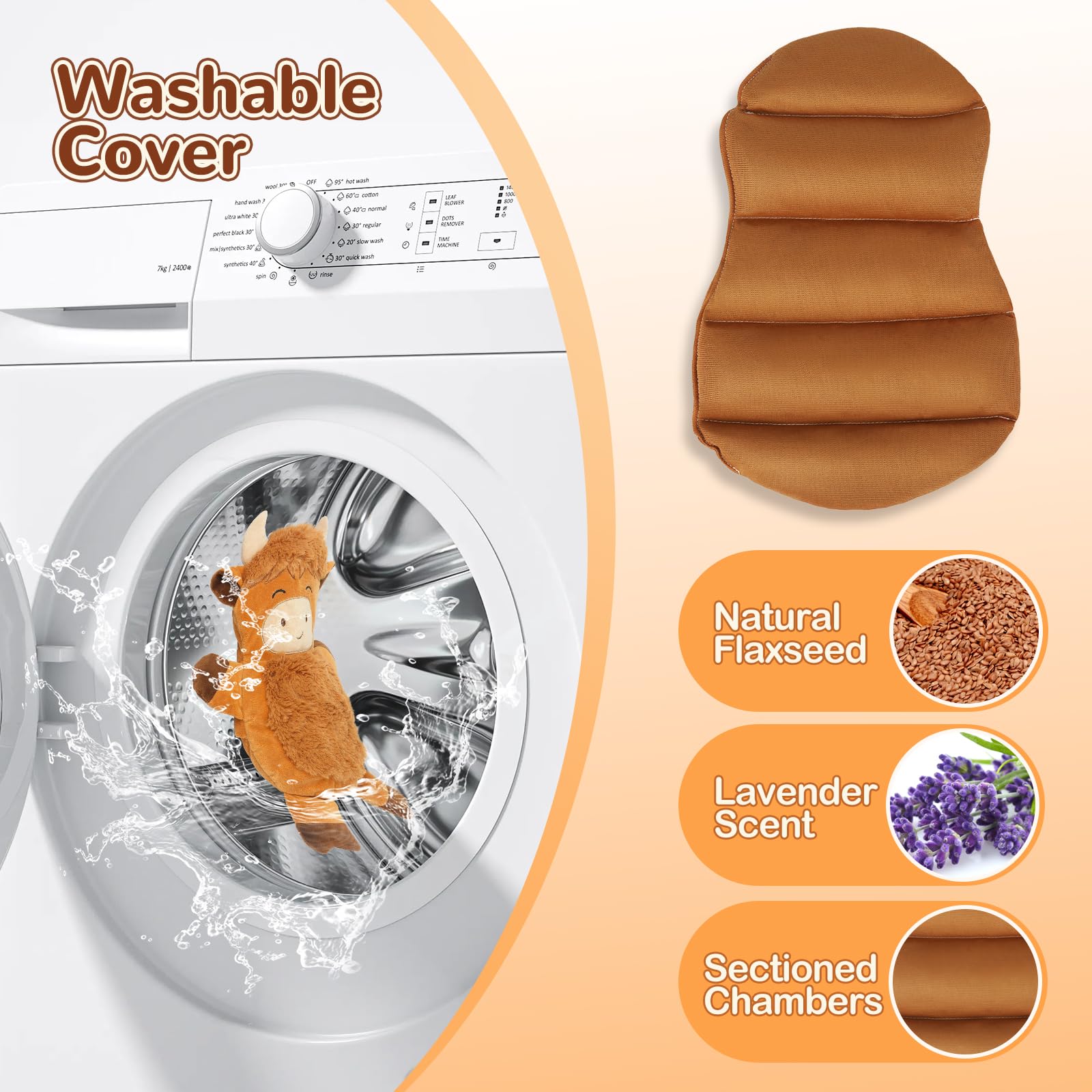 Microwave Heating Pad for Cramps Pain Relief, 19 * 9" Microwavable Heating Pads for Back, Neck Shoulder, Cute Microwave Heating Pad Stuffed Animal, Moist Heat Pack, Lavender: Highland Cow-1