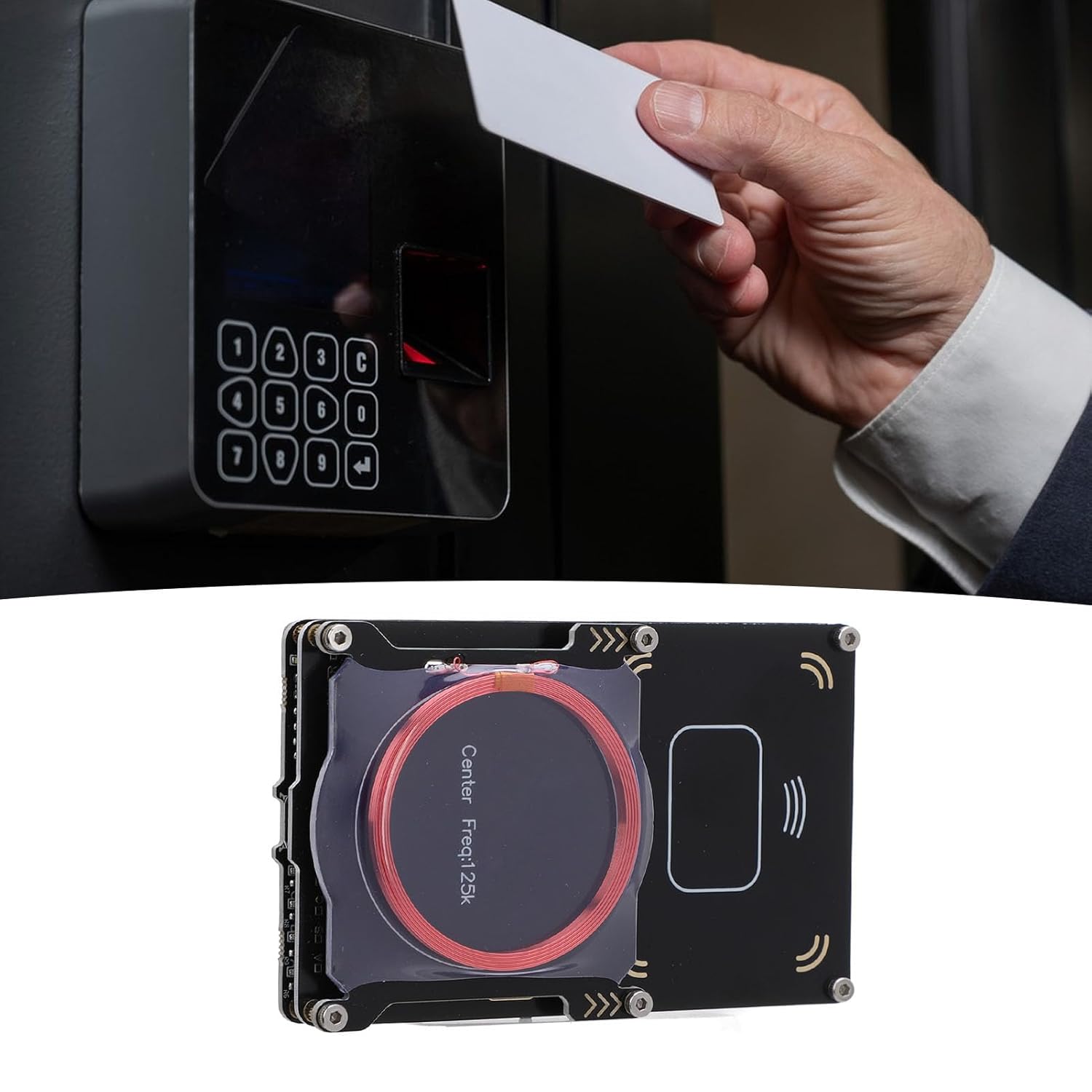 NFC Card Reader Writer Copier Duplicator for RFID, Full Band ID IC Card Decryptor Decoder with USB Type C Interface, Supports 13.56MHz 125KHz NFC Simulation for Access Control Syst (5Pcs T5577 Cards,