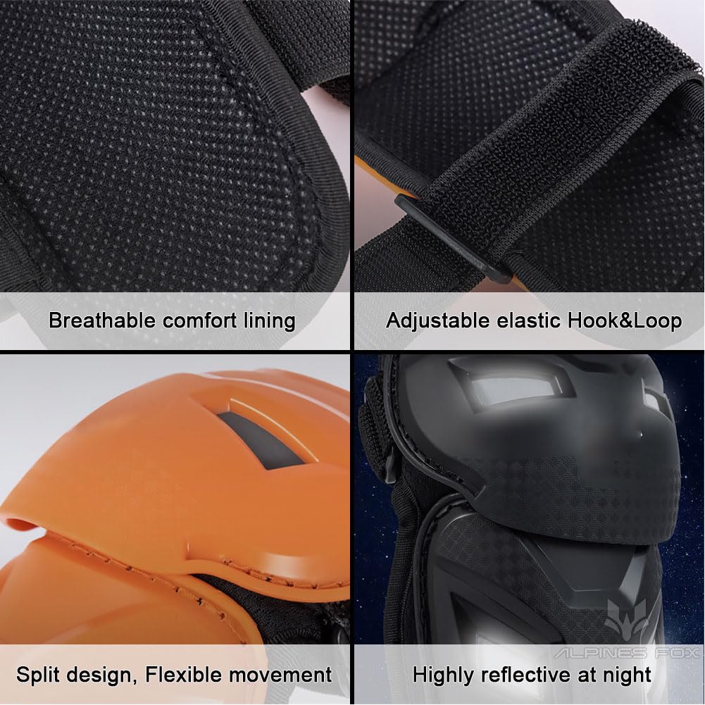 Moto Genouillères Protège Tibias Kit de Course, Motocross Ajustable Camouflage Motocyclette Protège Équipement pour Les Adultes Black