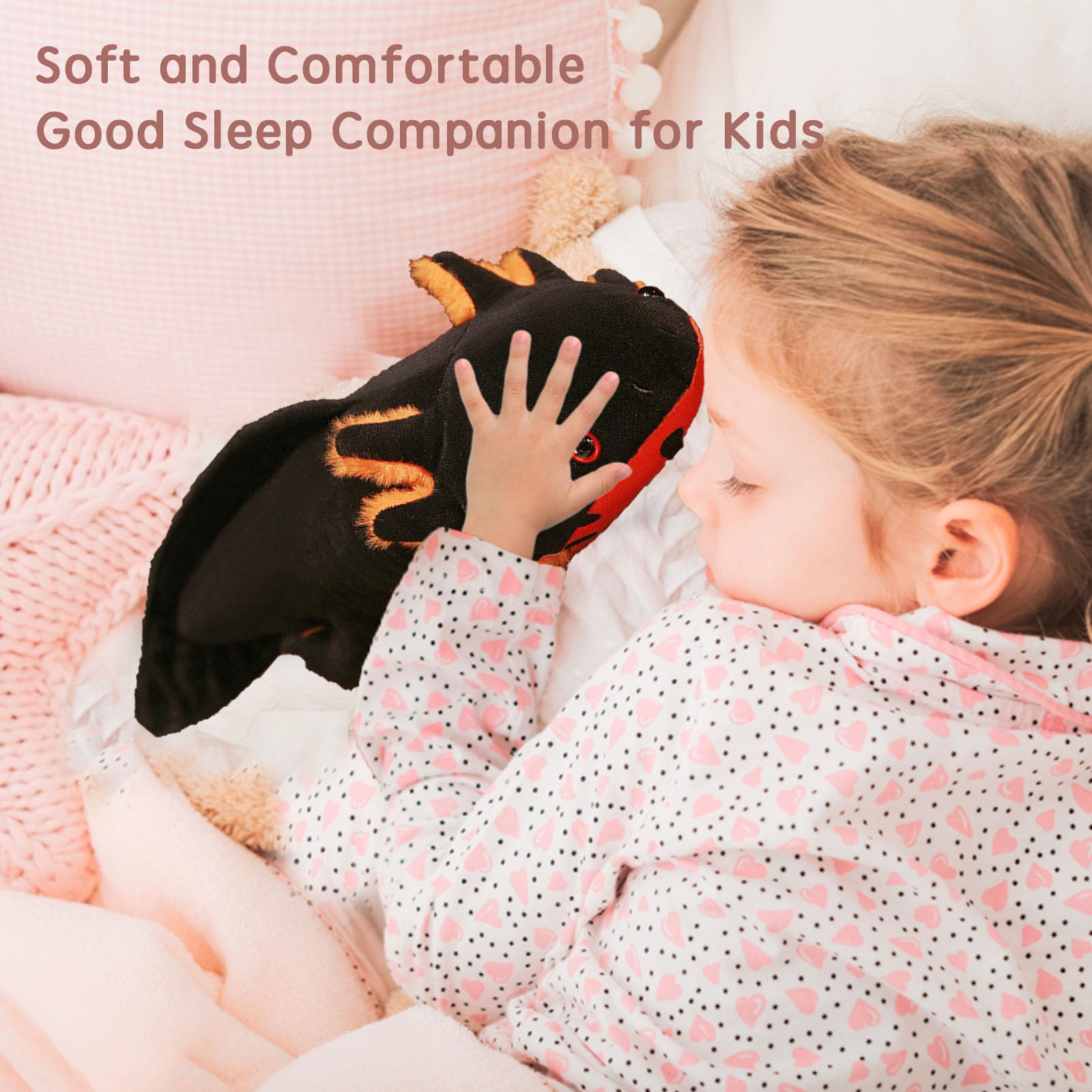 Tiny Heart Axolotl Plush Toy, Axolotl Stuffed Animal, Lifelike Cute black Axolotl Plush Toy, Gifts for Kids, 20 Inches Long black, Home Decoration