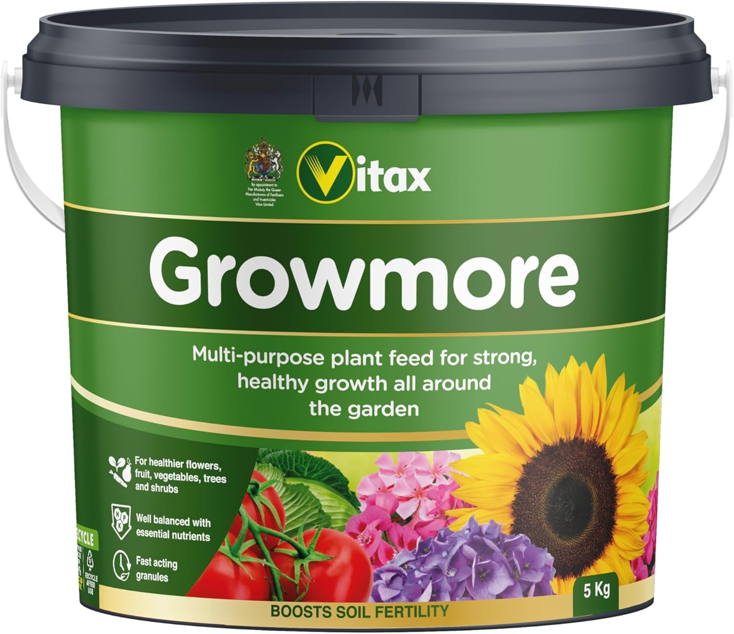 General Purpose Growmore Plant Feed Fertiliser Fast Acting Encourages Growth & Heavy Crops for Fruit Veg Flower Lawn Enriched with Nutrients (5kg)