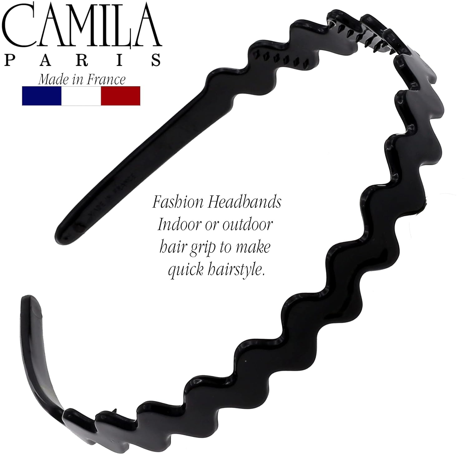 Camila Paris CP3295 French Headband for Women, Black, Strong Hold Grip Women's Hair Band, Ligth and Very Flexible, No Slip and Durable Styling Girls Hair Accessories, Made in France - Image 5