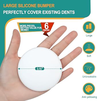 [3.15] Door Stoppers Wall Protector, 6 Pcs Large White Silicone Door Bumpers with Strong Thickened Adhesive,Shock Absorbent Door Knobs Wall Protectors to Cover up Damage and Protect Wall Surfaces