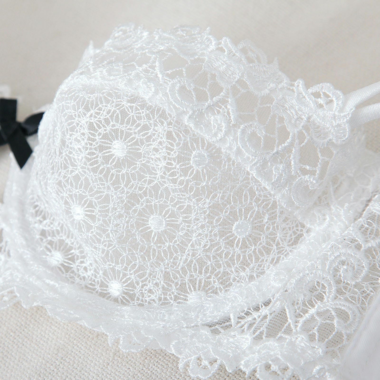 Biancheria Intima Donna Set di Lingerie da Donna Sexy Mutande da Due Pezzi Sexy Reggiseno Perizoma Vedi Attraverso Il Reggiseno A Pizzo Trasparente in Alto-bianco-85d