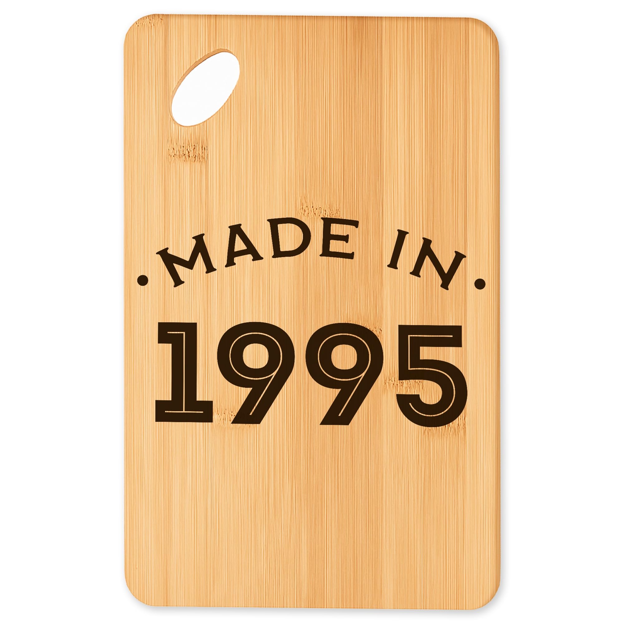 Cadeau original cuisine : plateau apéro en bambou et planche gravée 1995