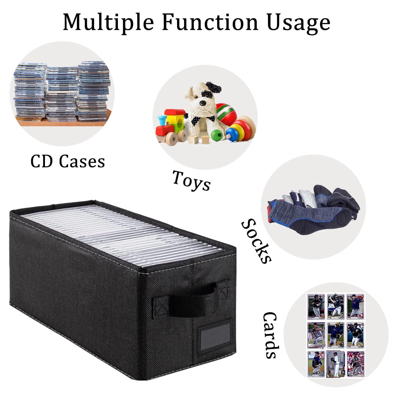 Cajas de almacenamiento de CD, paquete de 4 cajas de almacenamiento de CD, 14.2 x 6.3 x 5.5 pulgadas, capacidad para 34 soportes para CD de escritorio o armario, también puede almacenar