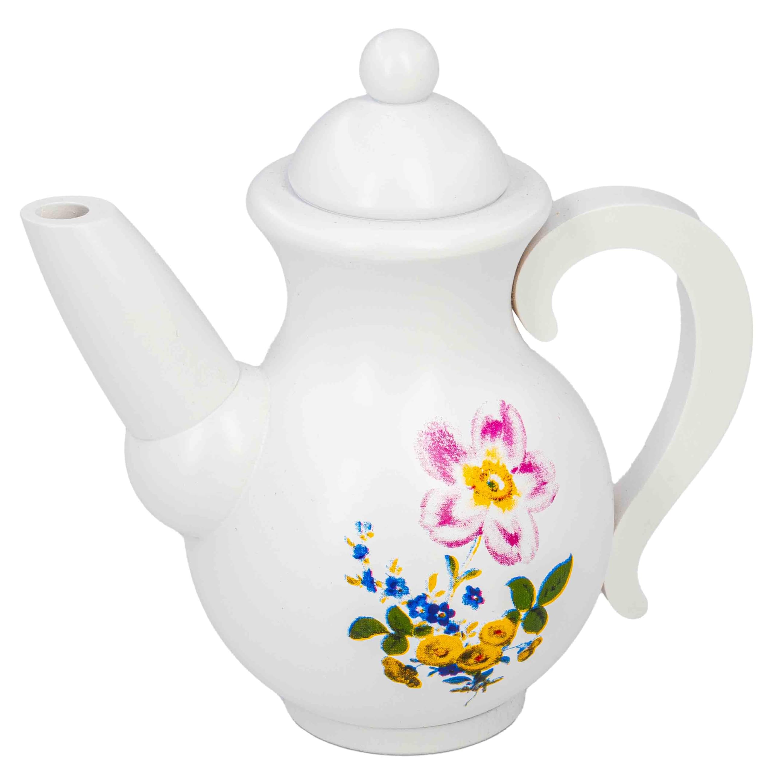 Seiffener Volkskunst | Räuchermännchen Räucherfigur | Räucherkanne Kaffeekanne Kanne | Erzgebirgische Volkskunst | Höhe 12 cm | mit Blümchen