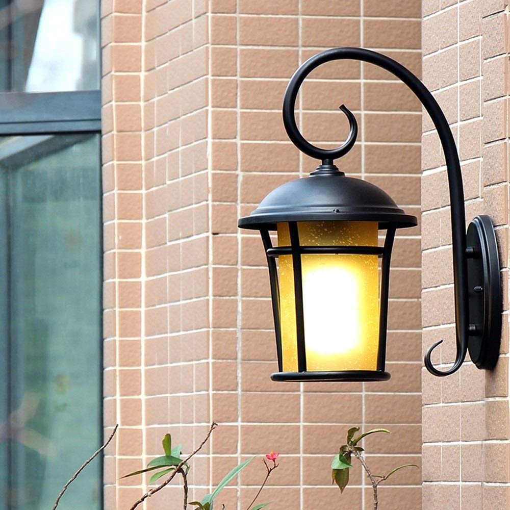 Kinkiet, Europejska Retro Lampa Ścienna Zewnętrzna Kreatywna Sztuka Żelaza Oświetlenie Zewnętrzne Amerykański Przemysł Dekoracja Wiatrowa Kinkiet Wodoodporna Latarnia Z Matowego Szkła E27 Street Gard