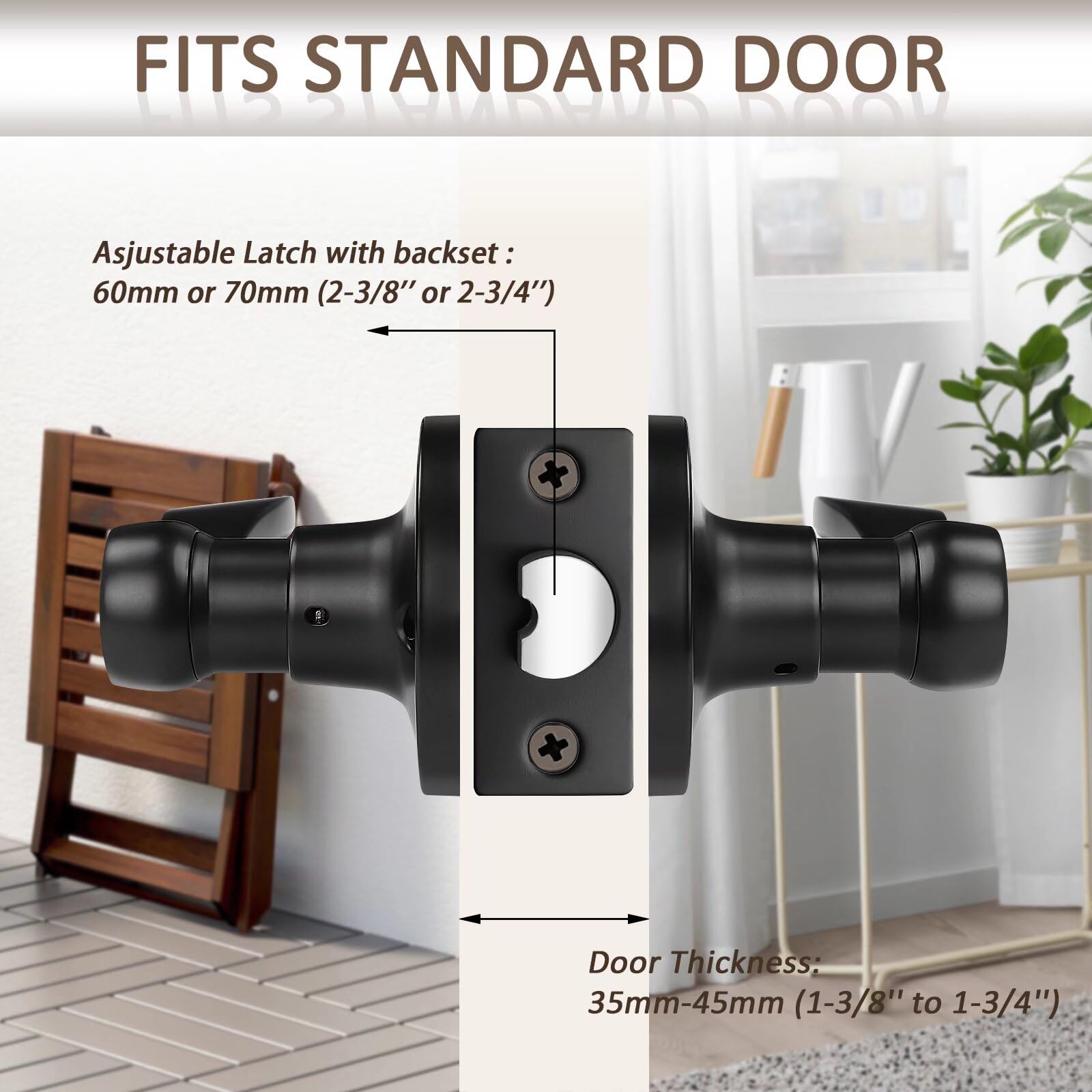 NEWBANG Manija De Palanca De Puerta Sólida Con Acabado Negro Mate