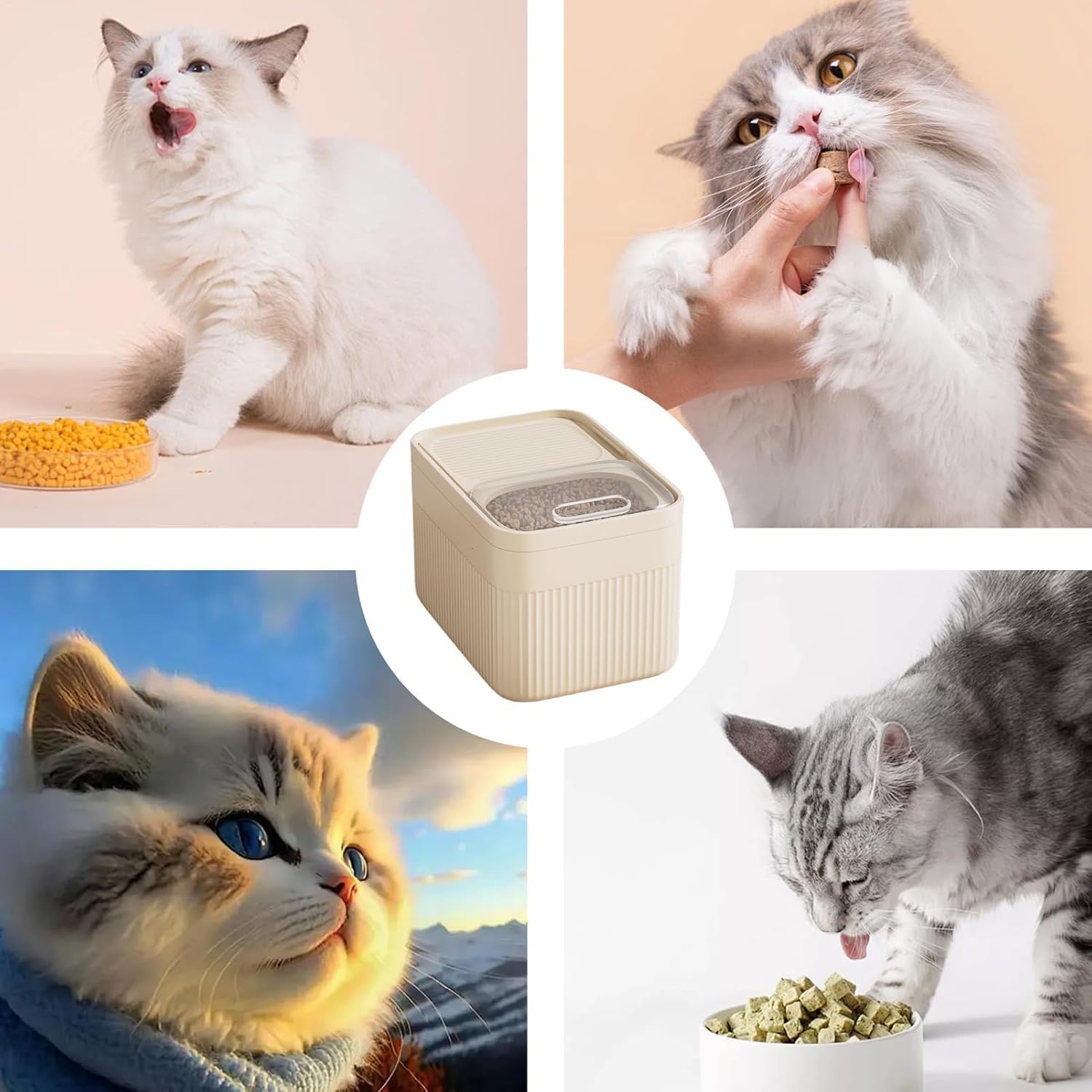 Générico Recipiente hermético de almacenamiento de alimentos para mascotas, hasta 6,5 kg, para perro, gato y otros alimentos para mascotas con taza medidora, cubo de almacenamiento