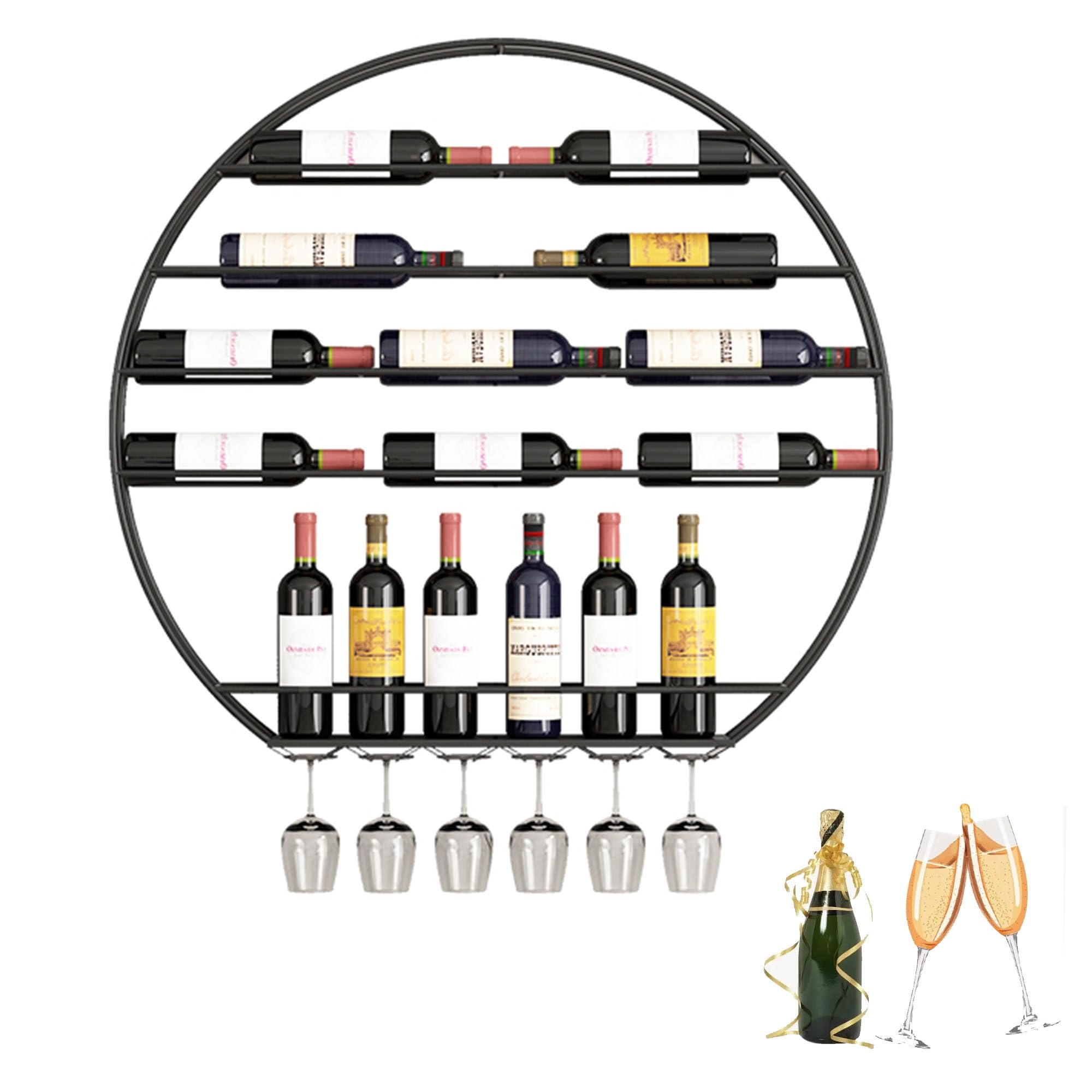 Porte-bouteilles mural compact contre l'encombrement des verres et bouteilles