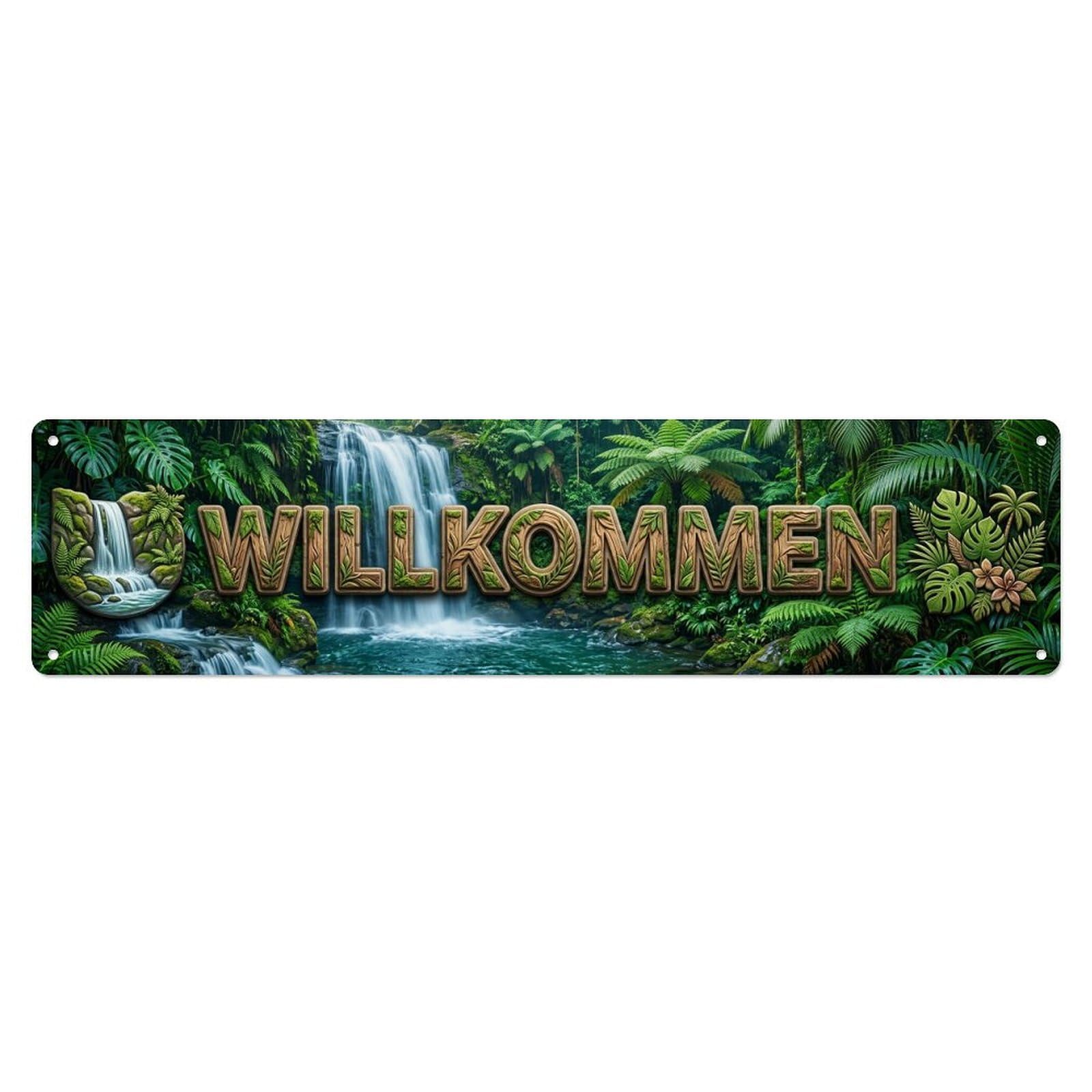 Waterfall Rainforest Tropical Nature Welcome Metal Tin Sign