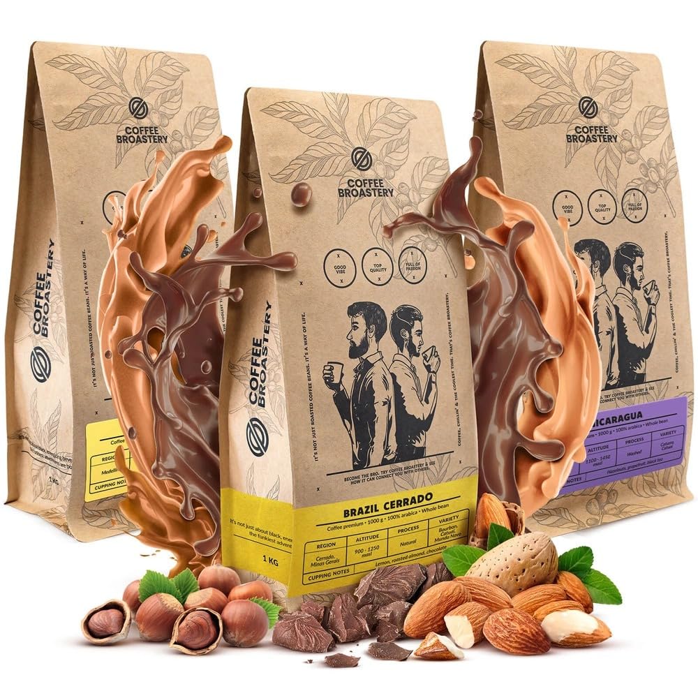 Coffee Broastery Chicchi di Caffè Set 3x1kg 3000g | Colombia Medellin | Nicaragua Colibrí Azul | Brazil Cerrado | Specialità di Caffè | Appena Tostati