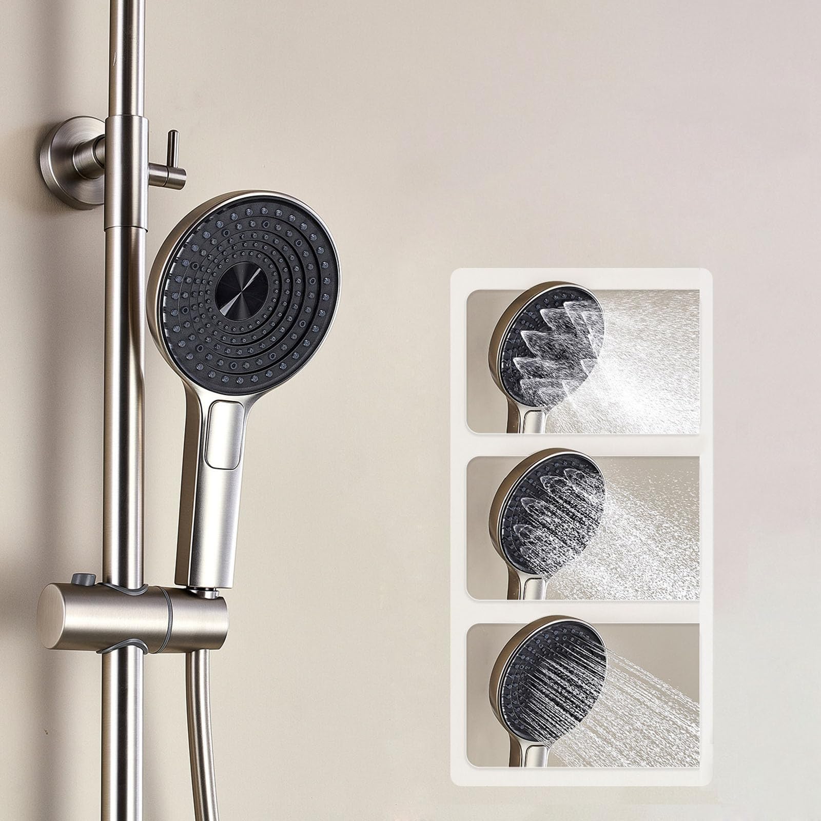 Columna de Ducha con Repisa y Grifo Cascada Gris Pistola