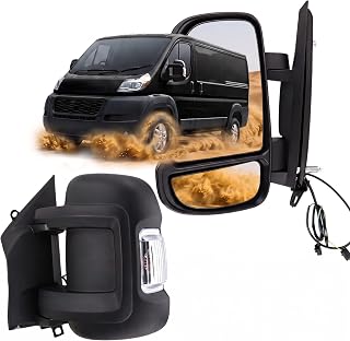 Left Driver Side Mirror Compatible with 2014-2026 Ram Promaster 1500/2500/3500 with Temperature Sensor turn signal light manual folding Without Power glass Replace#CH1320417 5VE99JXWAB(2+2Pins)