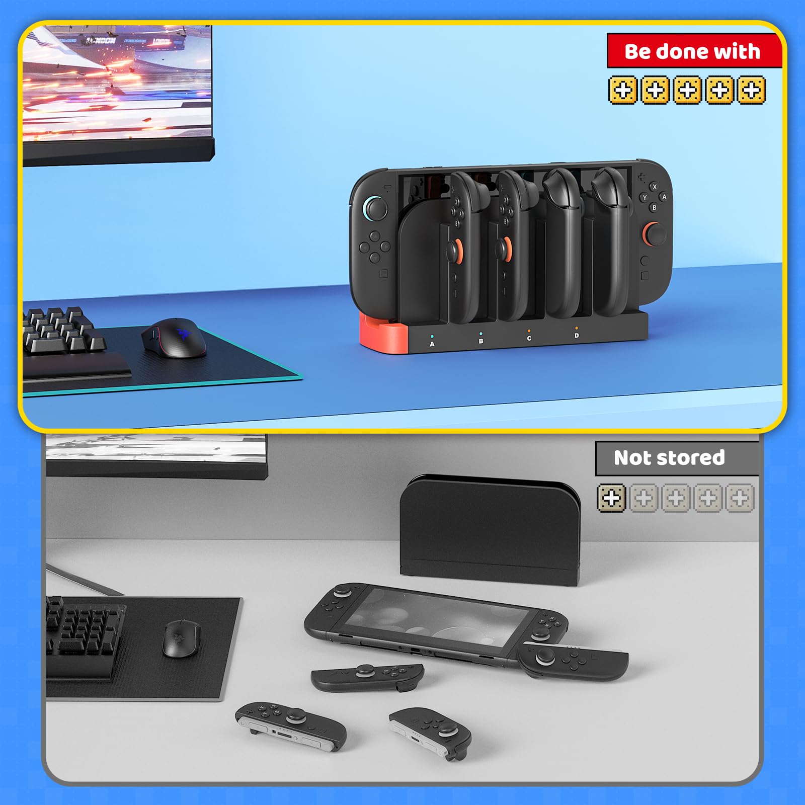 Base de Carga para Nintendo Switch 2, Joycon y Controladores con indicador de Carga LED, Carga rápida, Apagado automático, estación de Carga inalámbrica Switch 2 (Solo Compatible con Switch 2)