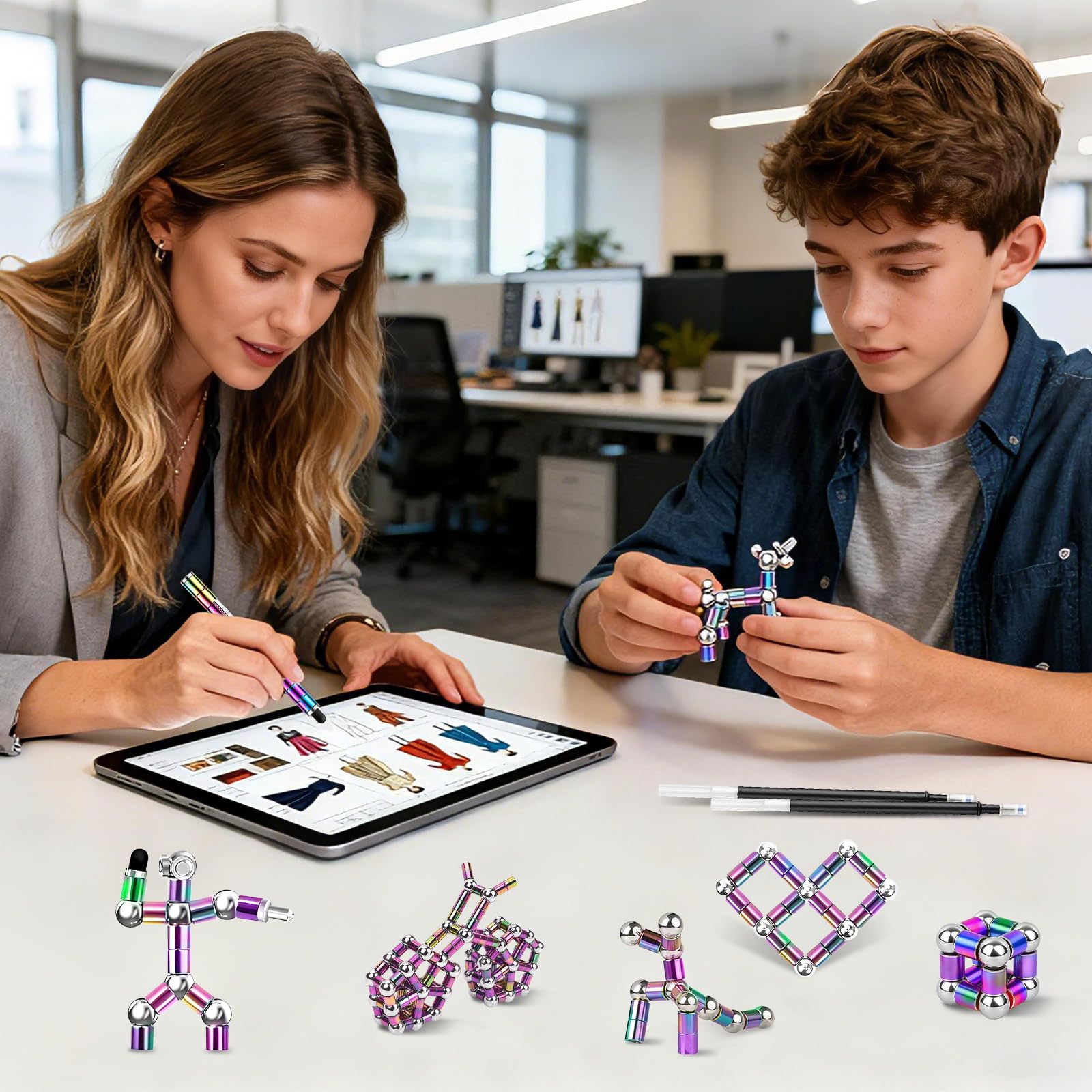 RoserRose Penna Magnetica, Fidget Pen, Pregalo Uomo Compleanno, Regalo Anniversario per Lui, Decompressione Multifunzionale per Scrittura, Regalo Creativo per Uomo, Donna & Adolescenti