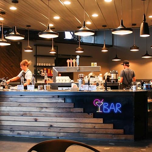 Miniatura 2 de Letreros LED de neón, barra de cerveza con control remoto colorido LED azul, USB y funciona con pilas, para bar en casa, negocios, pub, bistró,