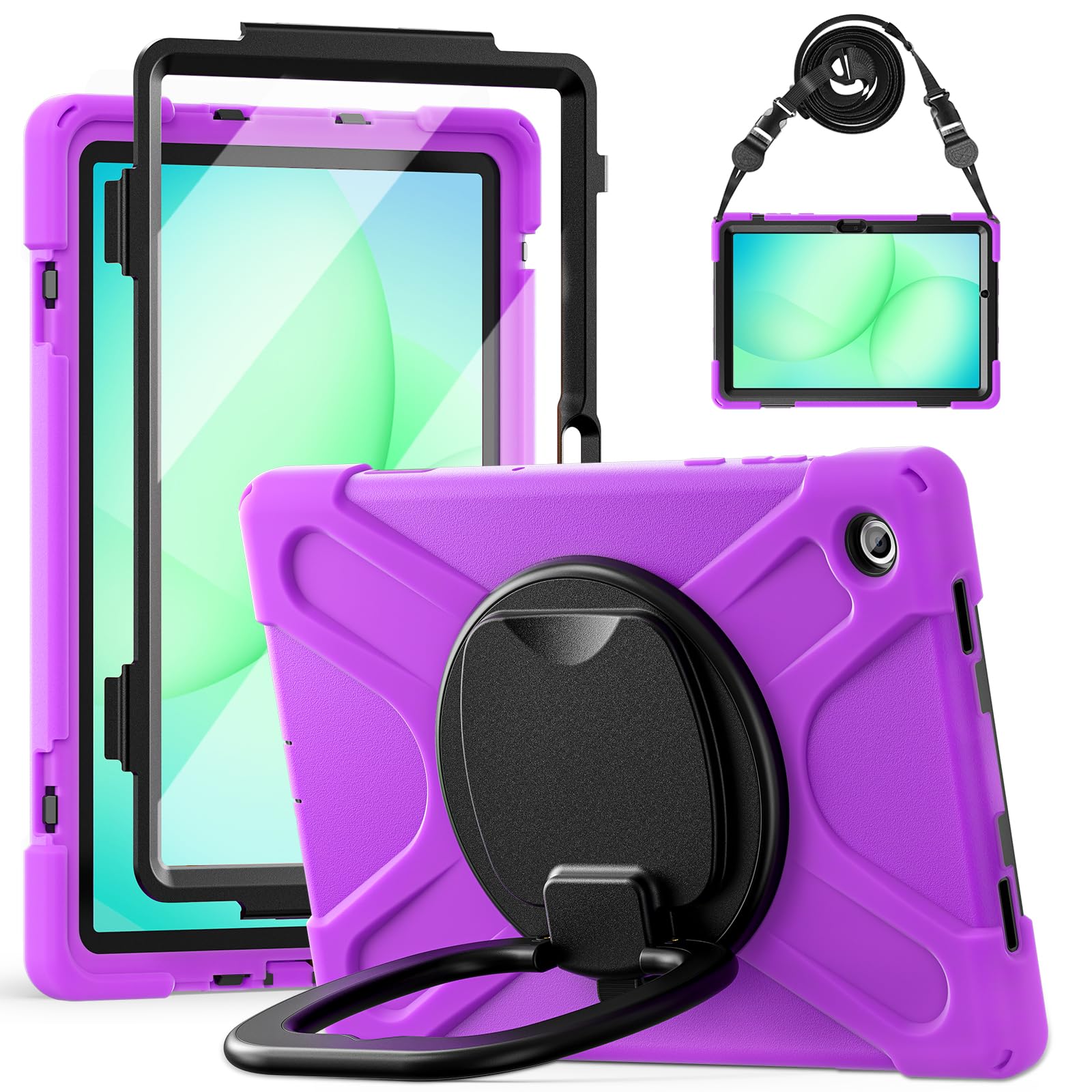 Coque Samsung Galaxy Tab A11 Plus violette antichoc avec support rotatif et écran intégré 11" - 8
