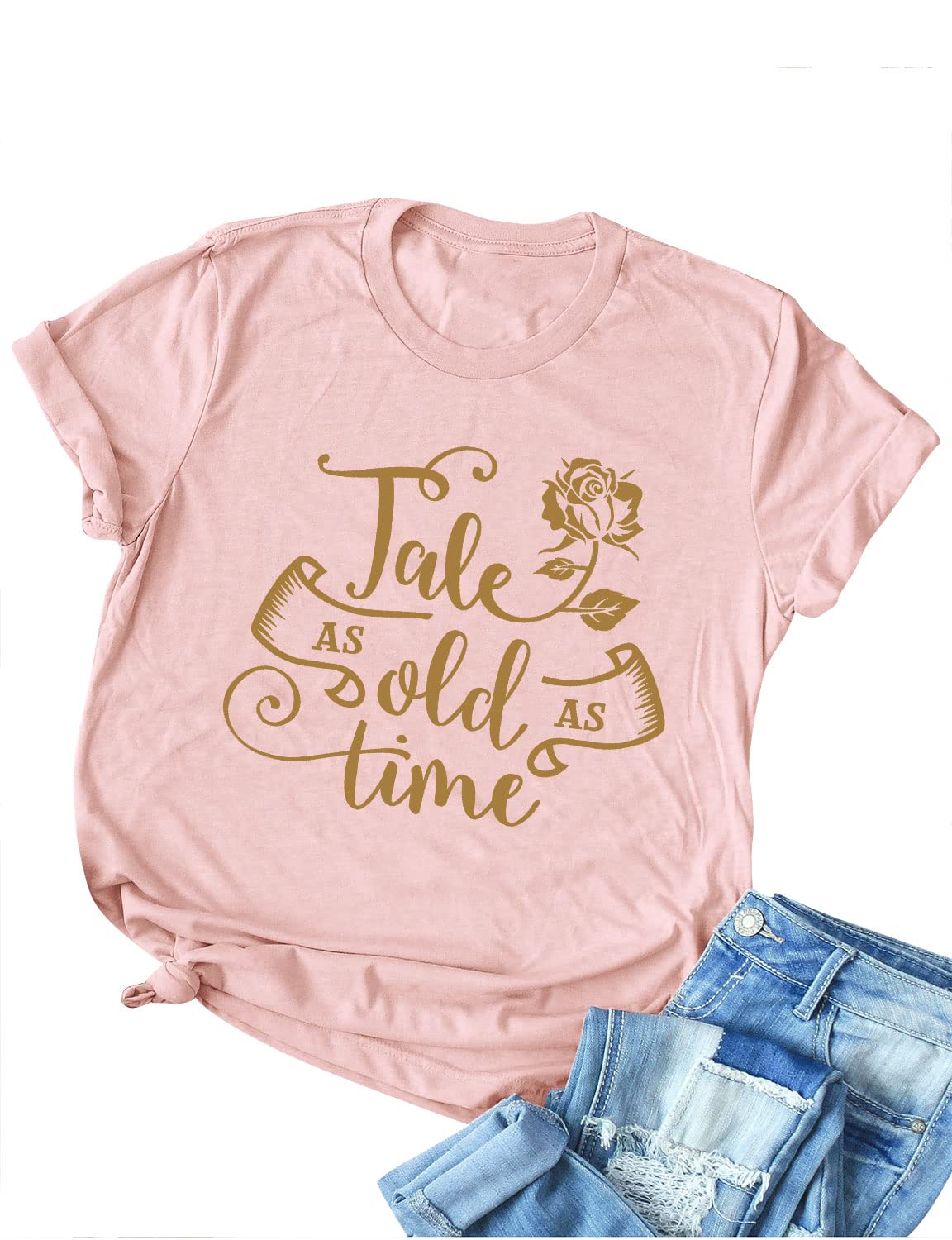 STYLEIESTYLEIE Women Tale As Old As Time Tee Tops Letter Print Graphic Tees Vintage Tanks Tops