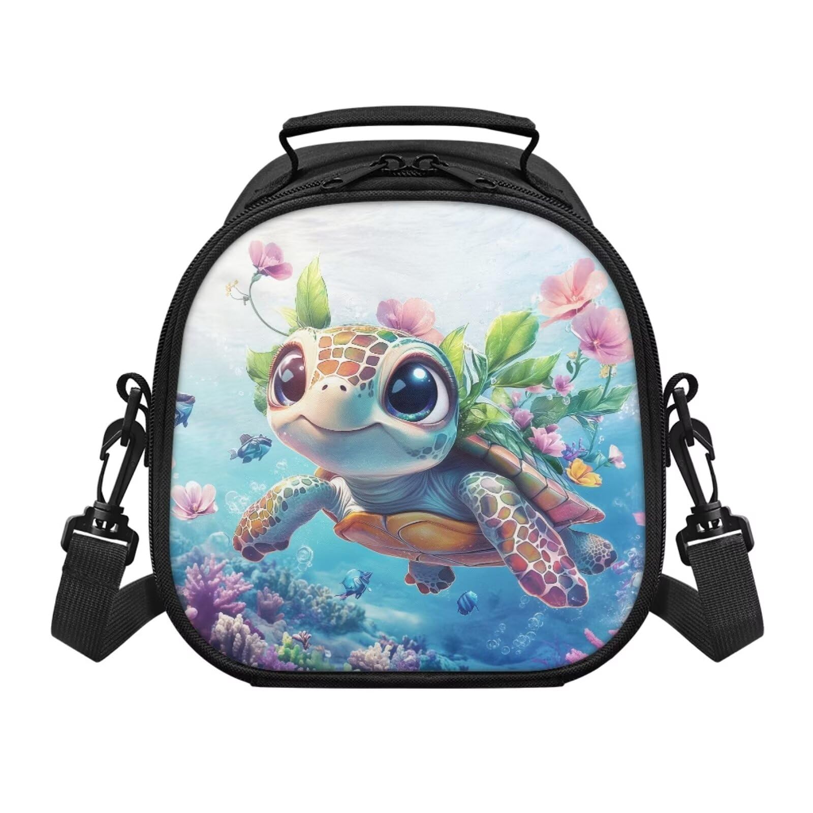 QUJUFOZY Kawaii Turtle Lunch Bag for Boys Girls School Animal Turtle Portable Insulated Lunch Box for Kids Reusable Tote Lunchboxes Meal Bento Handbag Organzier for Outdoor Travel Camping — image 1
