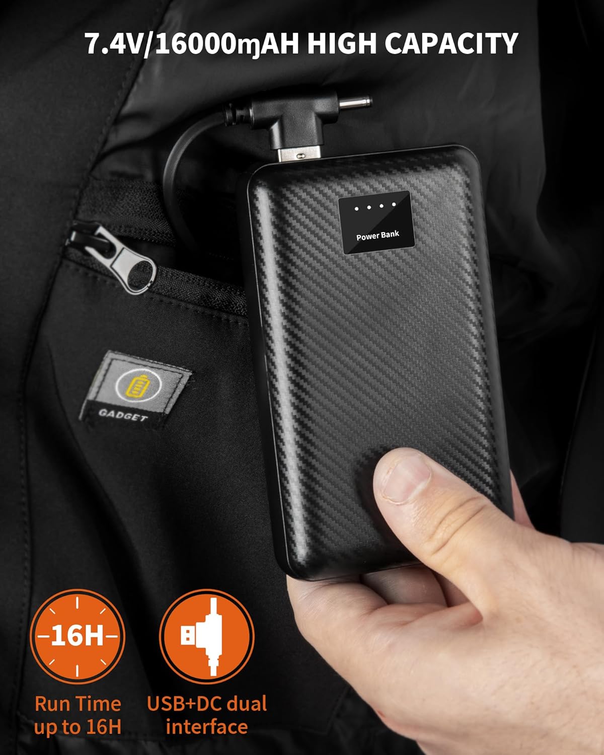 Heated Jacket for Men with Βαtterγ Pack, Winter Soft Shell Windproof Mens Heated Jacket Coat with 17 Heat Zones - Image 4