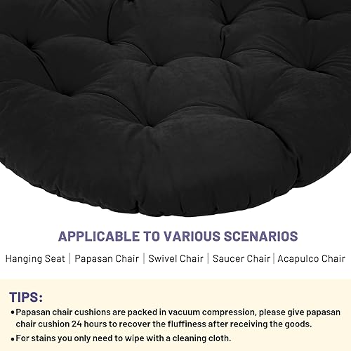 Miniatura 6 de Papasan - Cojín para silla, cojín Papasan para exteriores con lazos (paquete de 2), solo cojín Papasan, se adapta a sillas Papasan de 44 o 48