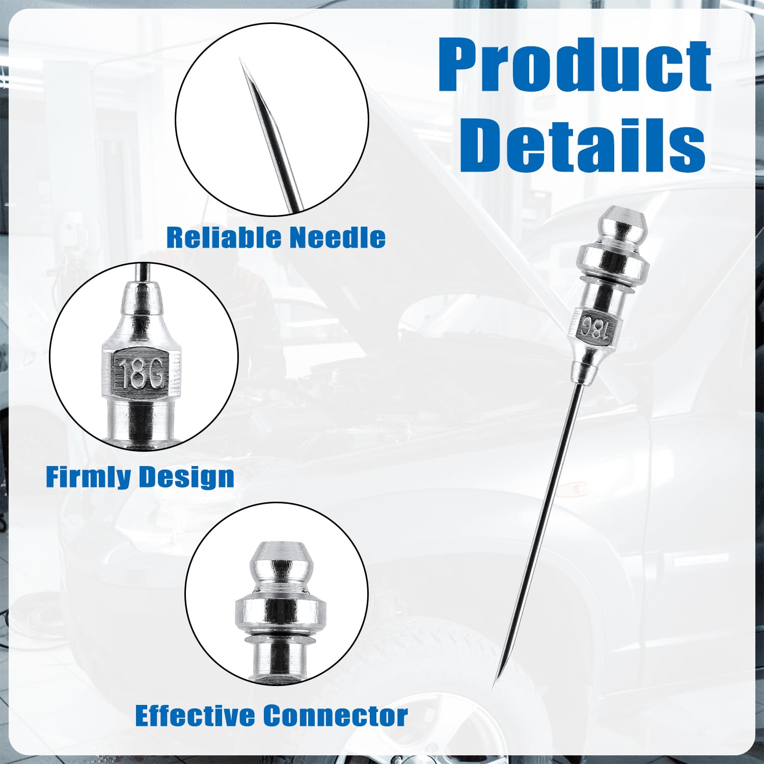 4 Small Bearing Grease Injector Needles, Removable Grease Gun Needle Tip