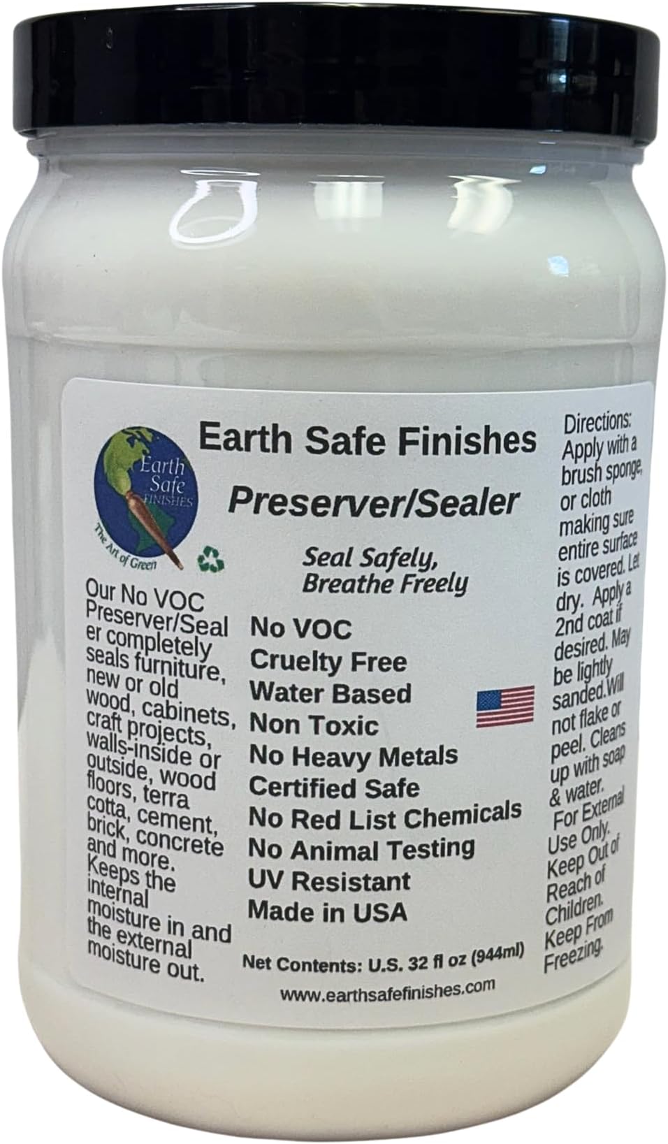 Earth Safe FInishes Preserver Sealer for All Surfaces (Wood, Concrete, Brick, Terra Cotta, etc) Durable, Non Toxic, Non Flammable, No VOC, Made in USA (Preserver/Sealer, Gallon)