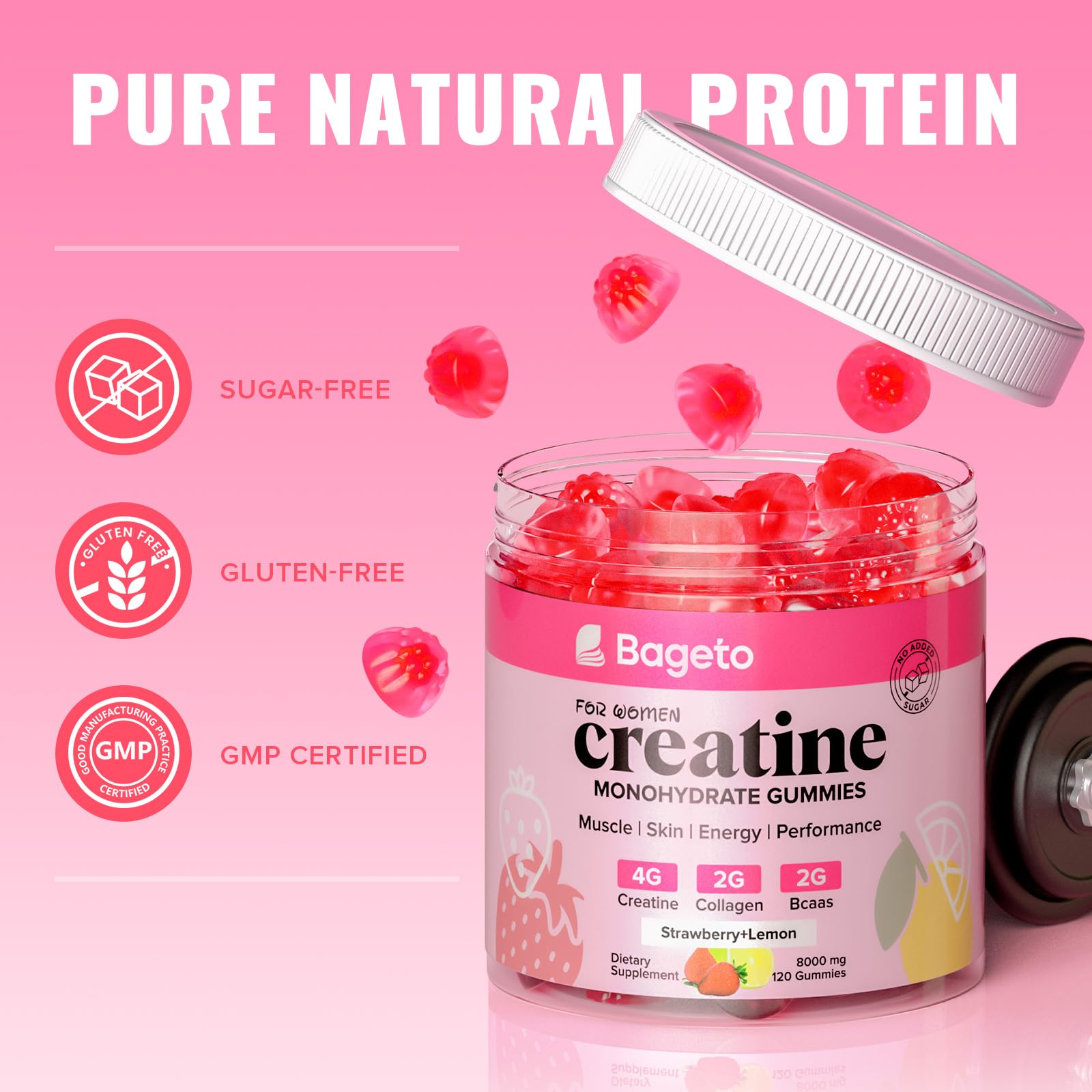 Creatine for Women | + Collagen + BCAAs + Hyaluronic Acid + Vitamin C & B12 — Amazon image 8