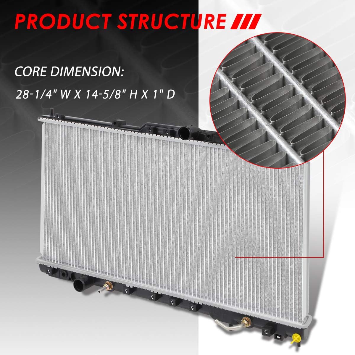 Auto Dynasty Radiator Compatible with 1999-2003 Mitsubishi Galant AT, DPI 2720 Factory Style 1-Row Cooling Radiator, Aluminum Core
