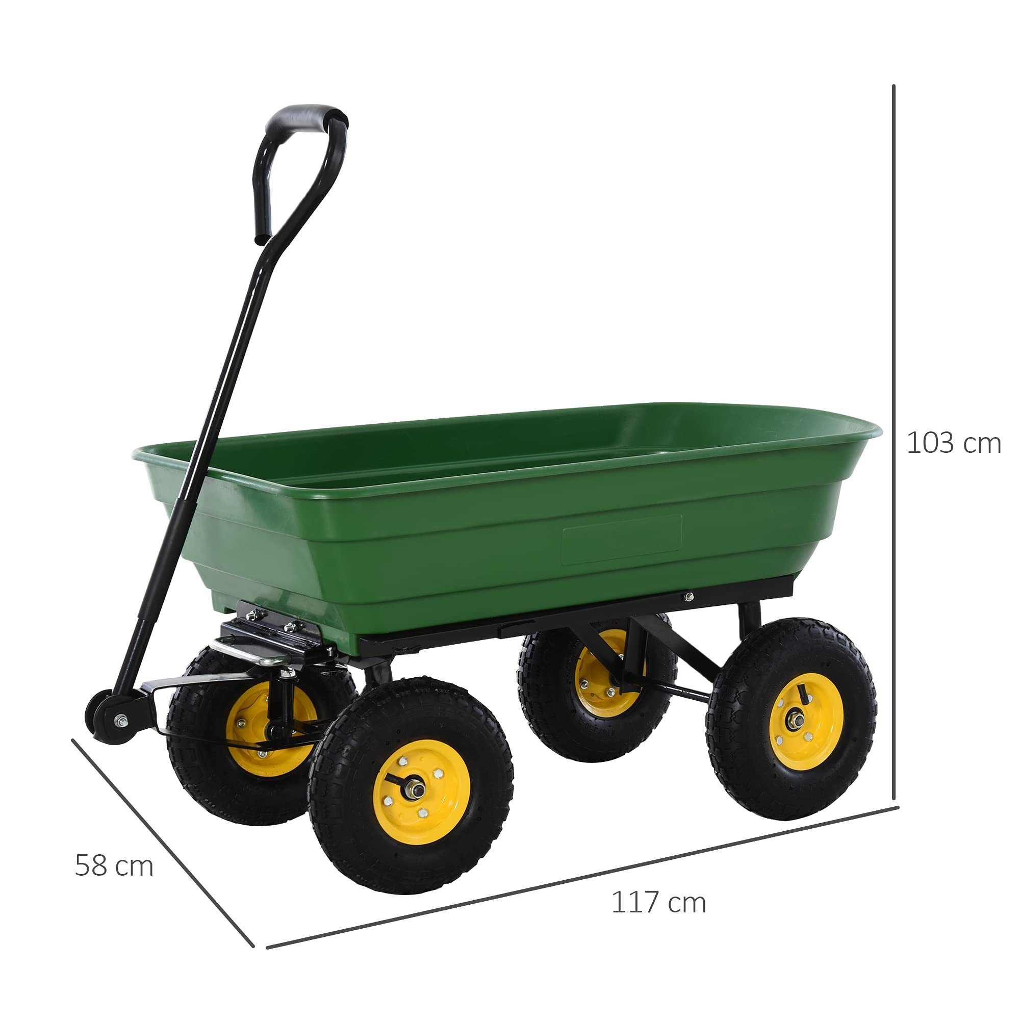 HOMCOM Chariot de Jardin a Main Garden cart Truck cuve basculante Max. 250 Kg