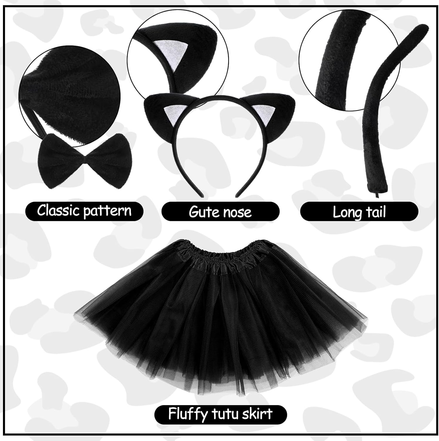 Neer 4 Pcs Cheetah Leopard Cat Ears Headband Tails Ears Bow for Halloween Animals Zoo Keeper - Image 2