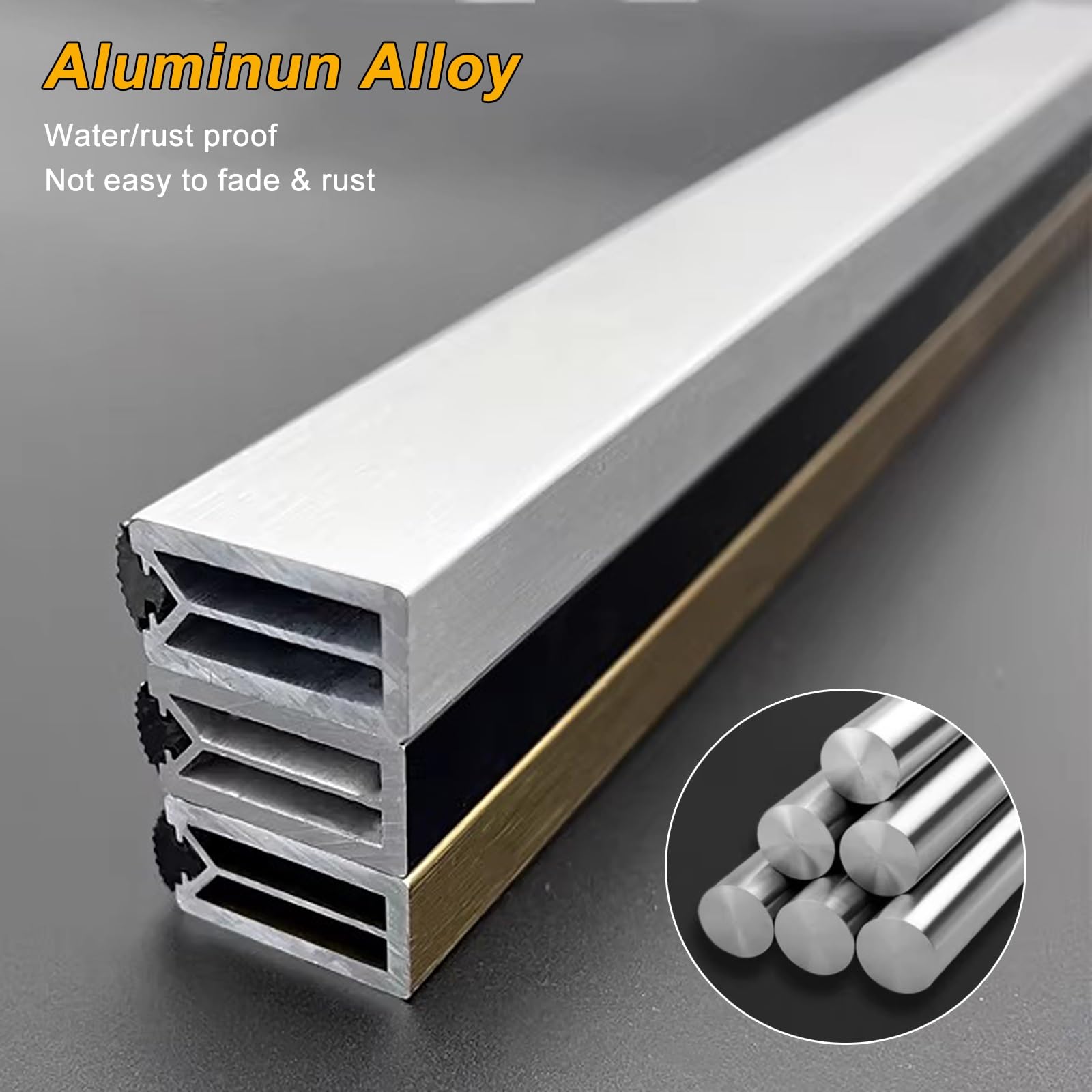 Srebrny aluminiowy drążek do wieszania ubrań o grubości 3 mm do sklepu odzieżowego/hotelu antypoślizgowy i wyciszony drążek na ubrania prostokątny drążek do szafy do akademika/pralni/przedszkola można