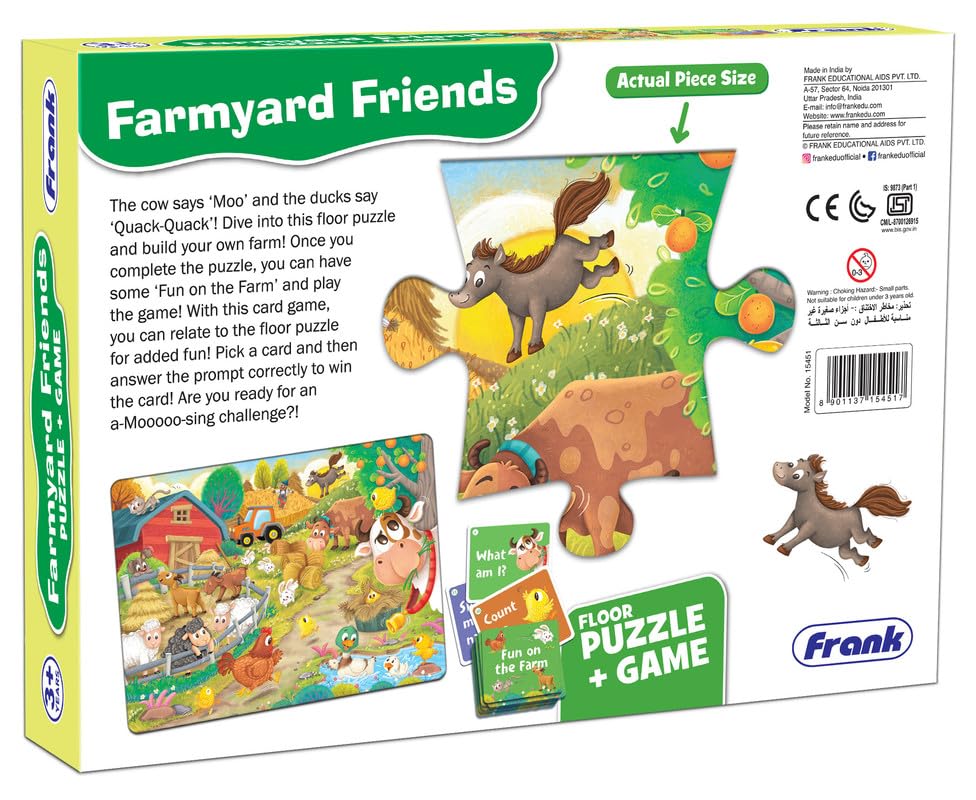 Image of Frank Farmyard Friends Puzzle & Game | Fun & Interactive 15-Piece Floor Puzzle with Fun on the Farm Card Game for Kids 3+ Years | Early Learning Educational Toy for Memory, Focus & Logical Thinking