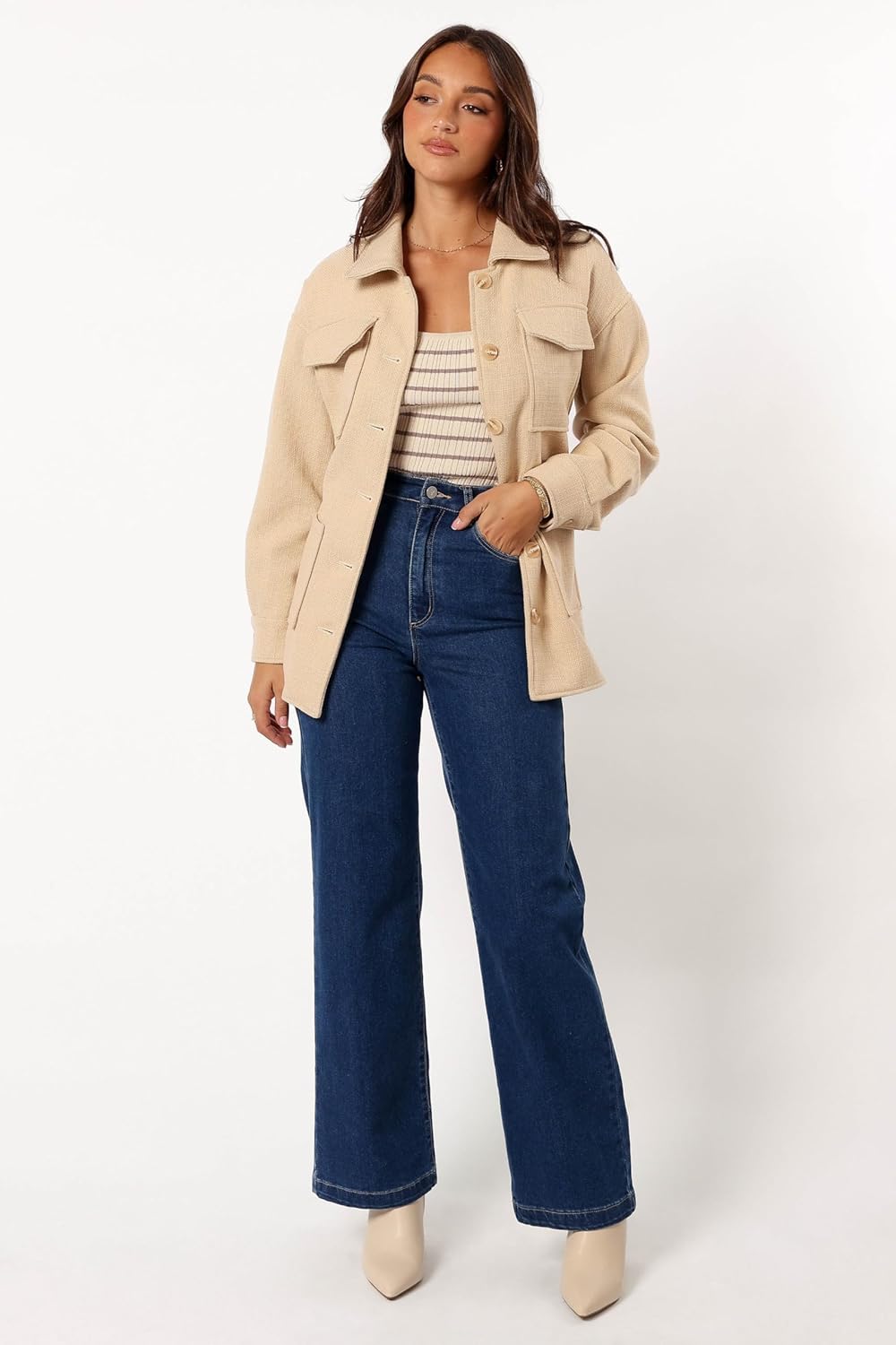 Petal & Pup Women's Arlow Tie Front Shacket