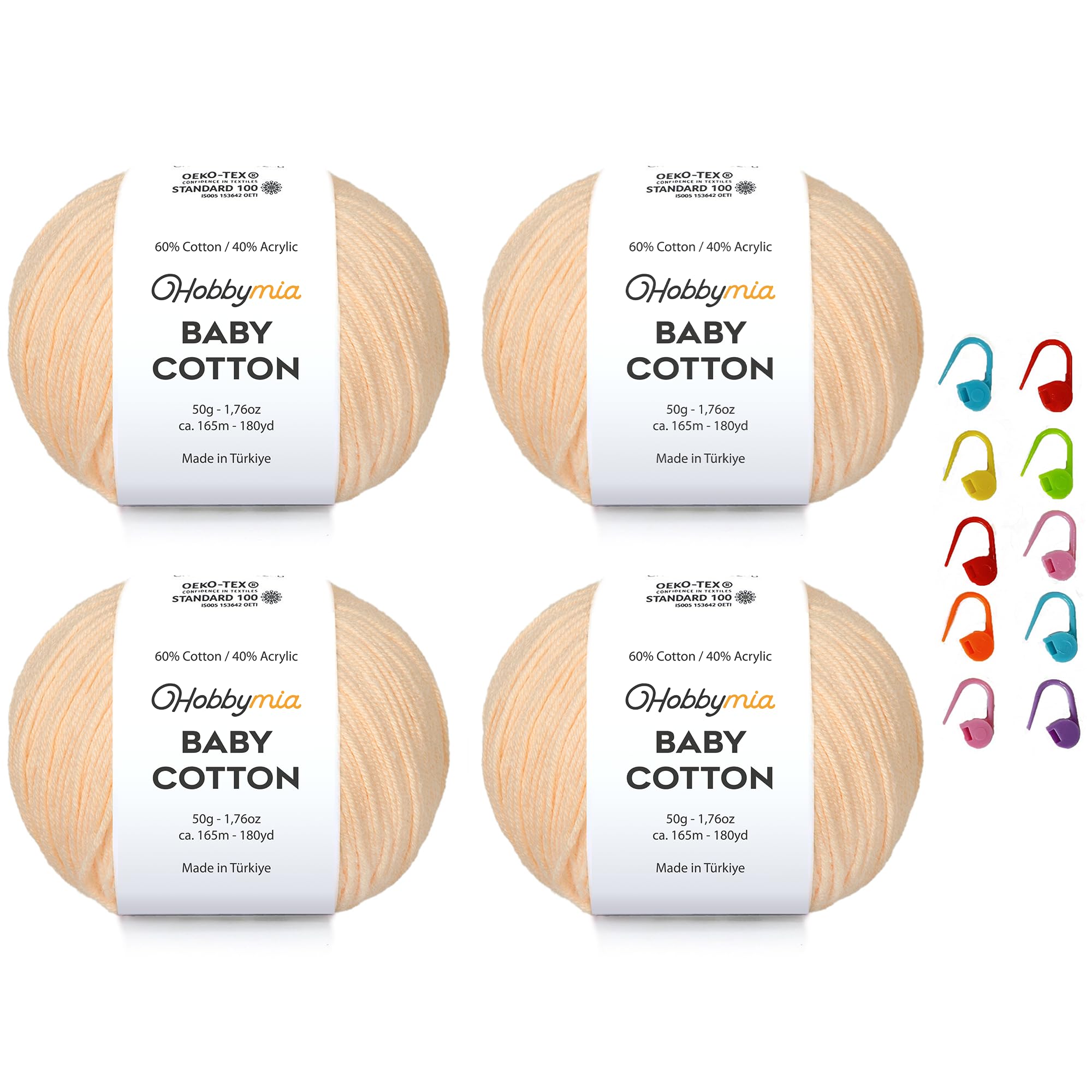 Baby Cotton Blend Yarn – Soft Sport Weight Yarn for Crochet & Amigurumi - 50g/180yds - 60% Cotton 40% Acrylic - Ideal for Baby & Knitting Proj.(Neon Green, 1 Ball) — view 68