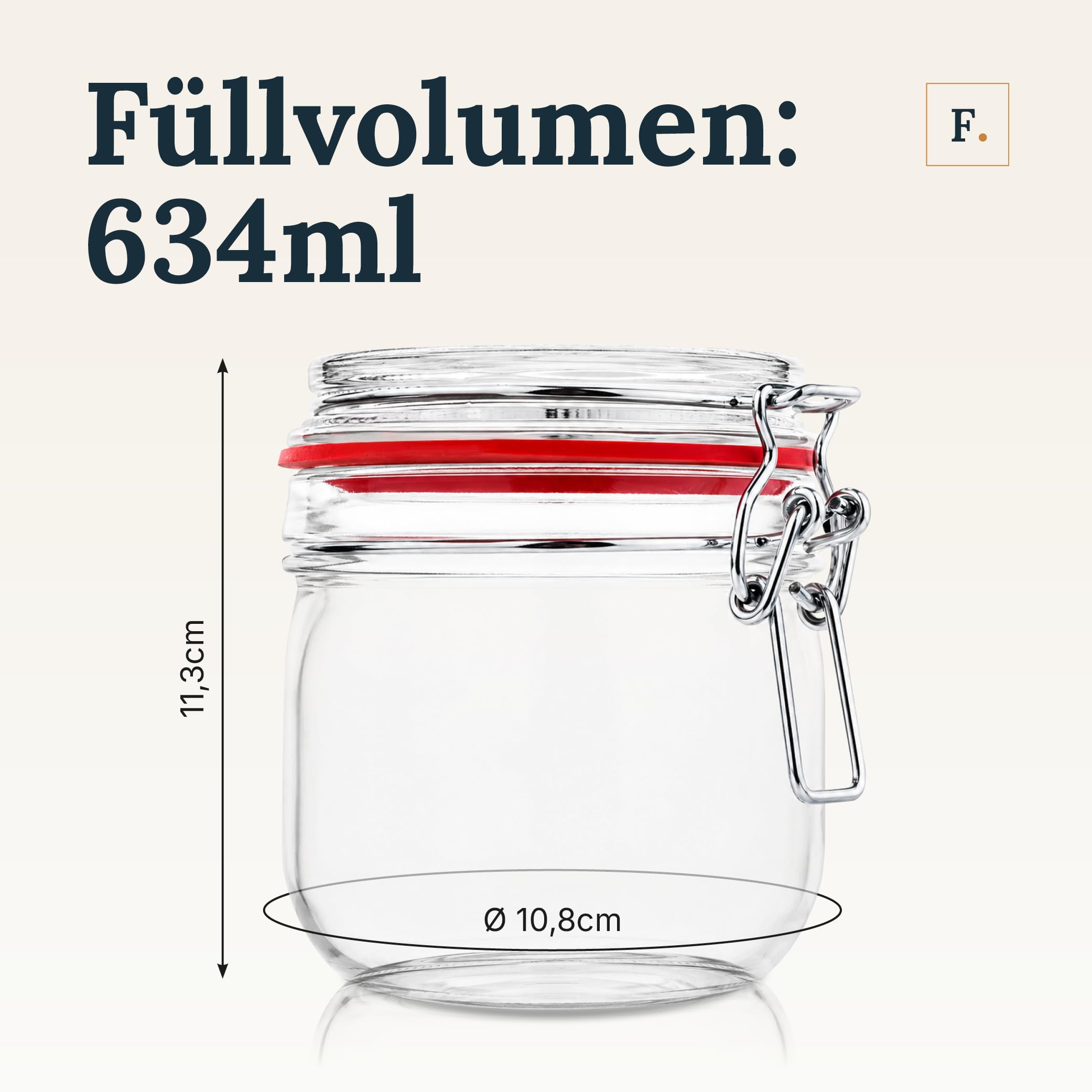 Flaschenbauer- 12 tarros de alambre de 634 ml, utilizables como tarro de conservas y de fermentación, para almacenamiento, tarros para rellenar, tarros vacíos con alambre – Fabricado en Alemania