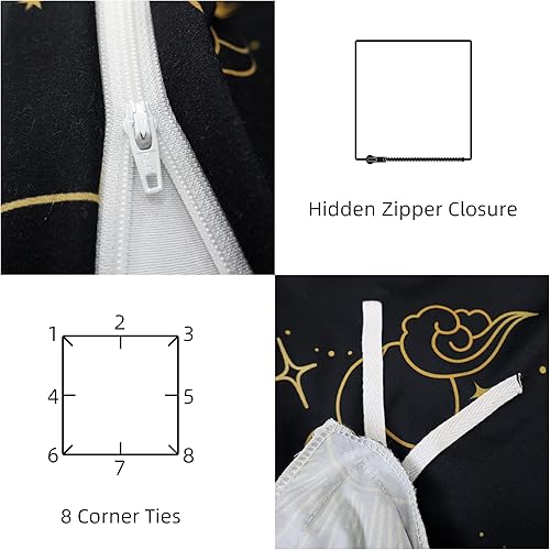 Vista 53 de ZHH E-COMMERCE Juego de funda de edredón individual para niños, funda de edredón de constelación de 3 piezas (1 funda + 2 fundas de almohada), Blue