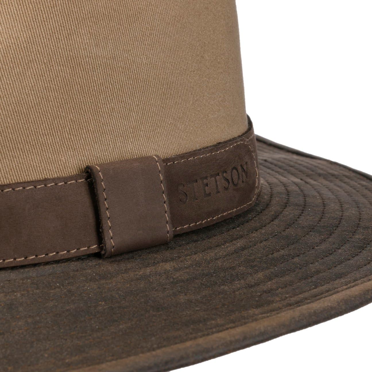 Stetson CHAPEAUSHOP Twotone Chapeau Traveller Cowboy Protection UV 40 Bande en Cuir Homme Toutes Saisons
