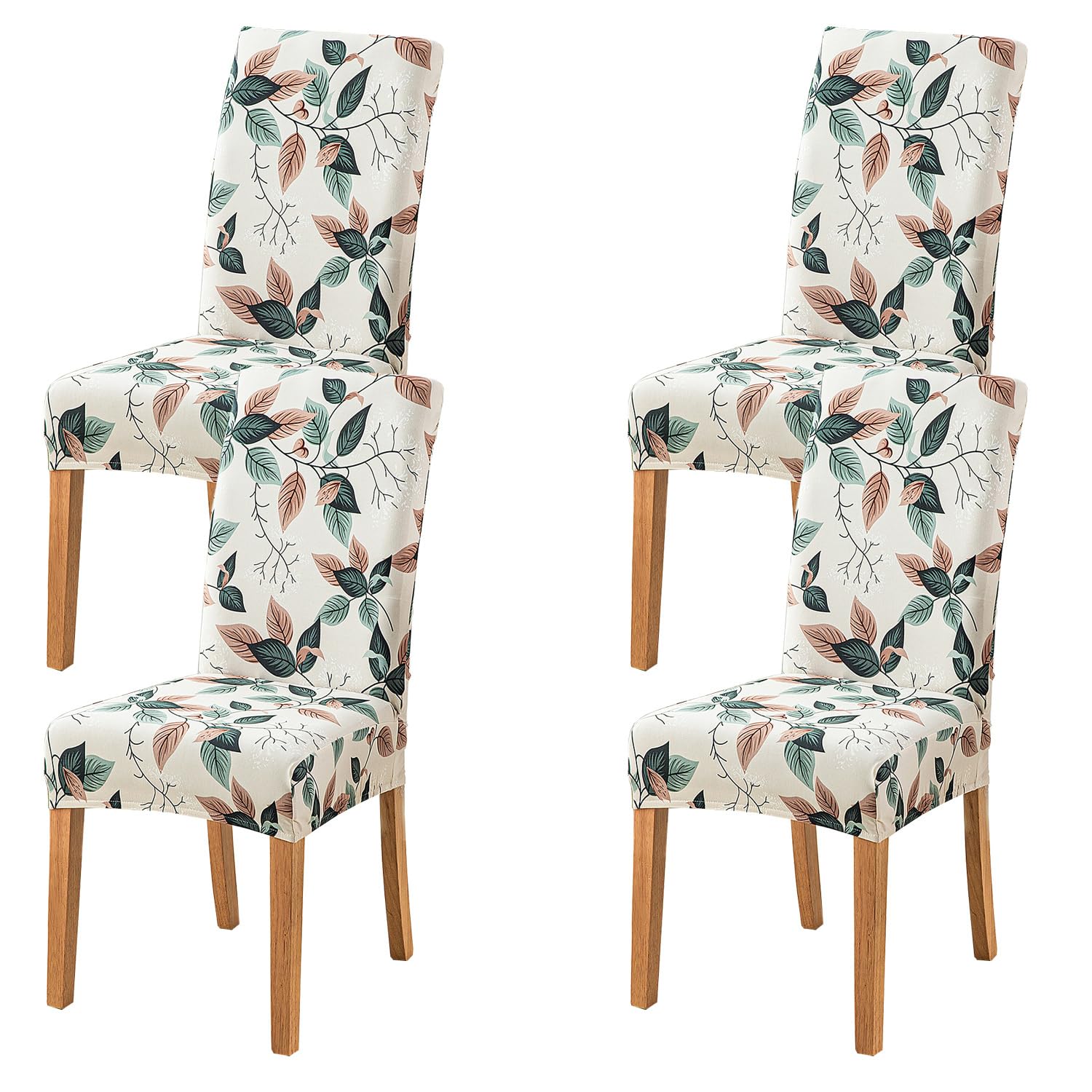 HZDHCLH Chair Covers Slipcovers 4/6 PCs Stretch Removable Washable Short Dining Chair Protector Cover Seat for Hotel,Dining Room,Ceremony (Two-color leaves,4 PCS)