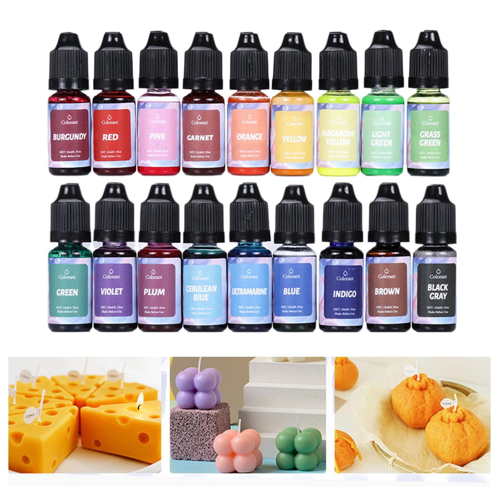 Pigmento de resina epoxi, 18 colores, colorante de resina líquida para resina artística, joyería, manualidades, suministros para hacer velas de jabón