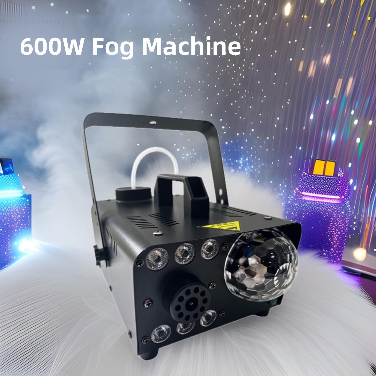 SUNGOOYUE Macchina per la Nebbia da Palco, Macchina per il Fumo da 600 W, Luce da Discoteca con Telecomando Wireless per Effetti Scenici di Feste, Matrimoni, Club DJ (Spina UE 220-240 V)