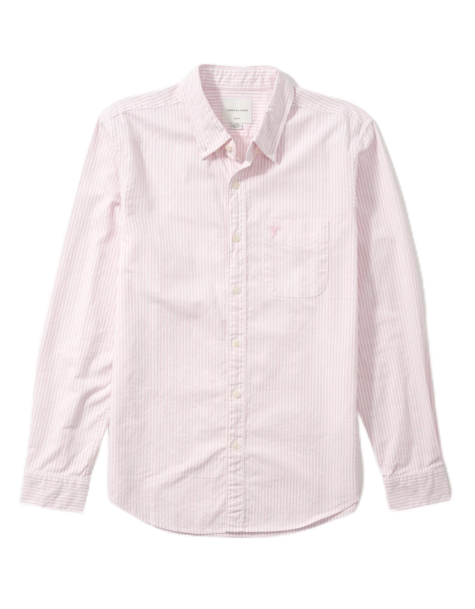 American Eagle Men Striped Slim Fit Oxford Button-Up Shirt