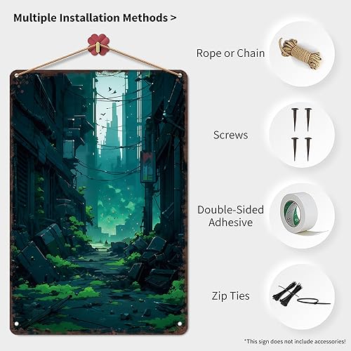 Miniatura 3 de Letrero de metal con diseño vintage de City Alley Post-Apocalyptic City Land, Retro Travel Tin Carteles para hombre, cueva, bar, garaje, habitación,