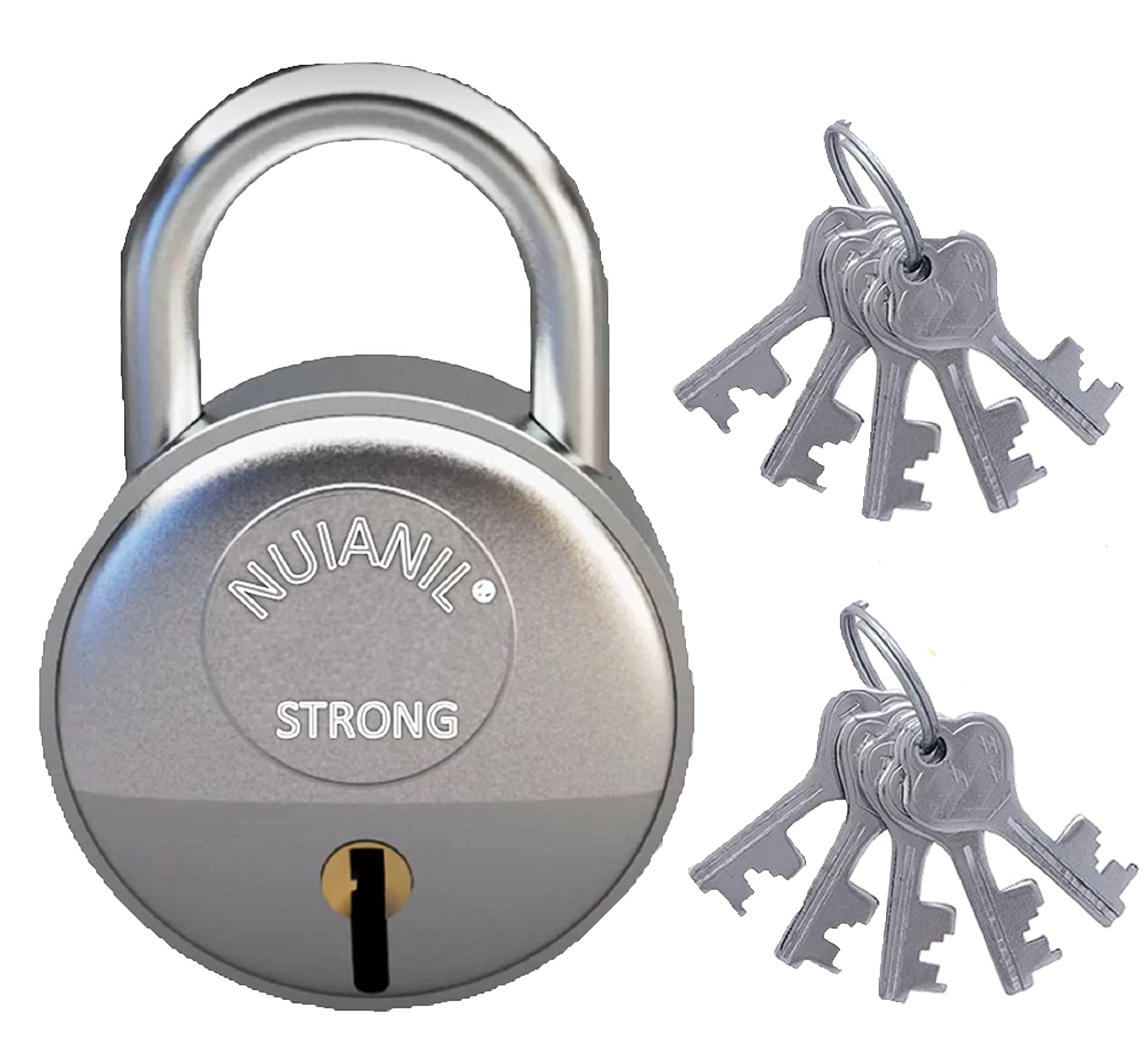 Steel keyed Padlock with 10 Original Keys “Pack of 1 with 10 Keychains”,Silver — Amazon image 7