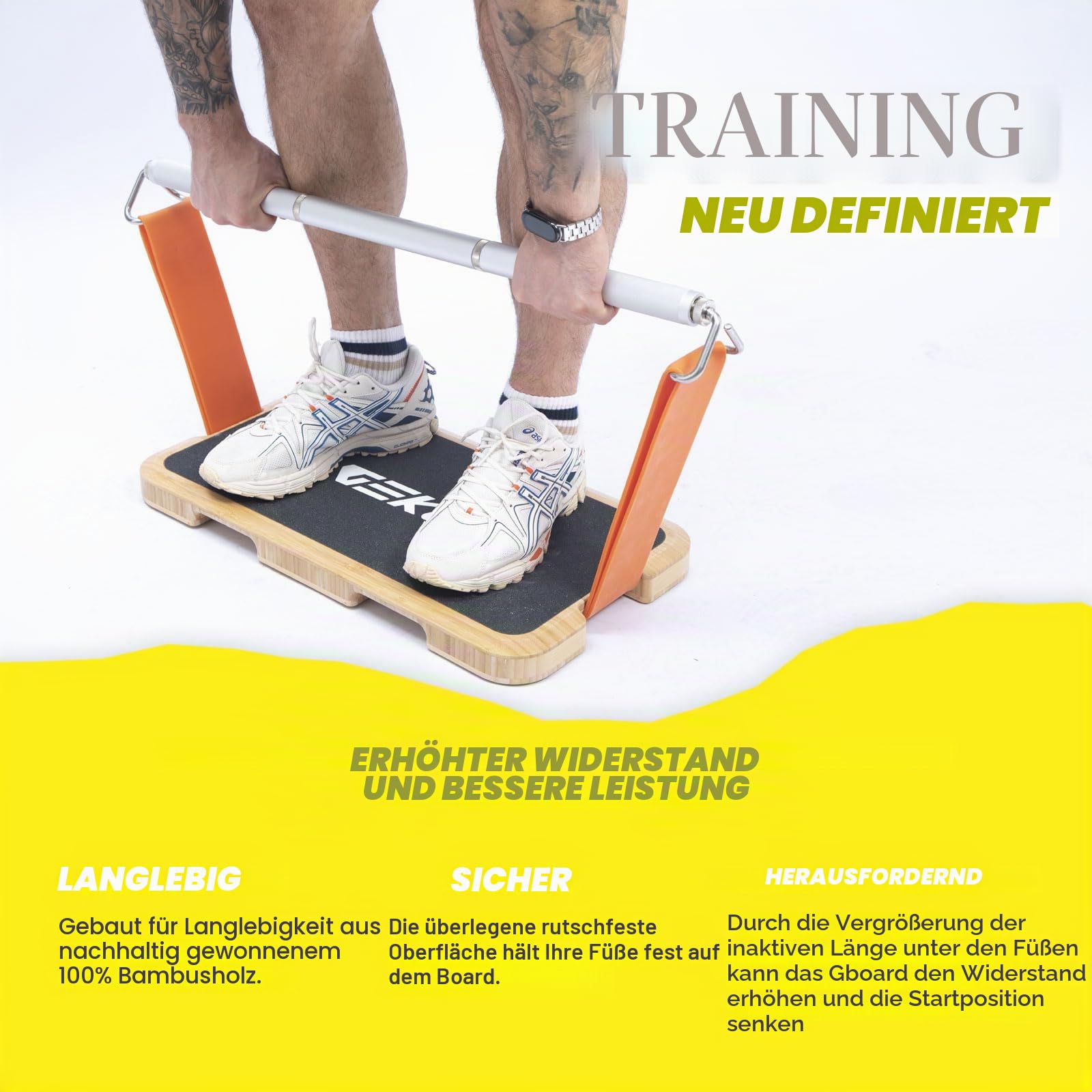 Widerstandsband-Workout-Fußplatte für Widerstandsband, Holz-Übungsplattform mit rutschfester Oberfläche für Widerstandsband-Training, Widerstandsband-Workout, Stretching und
