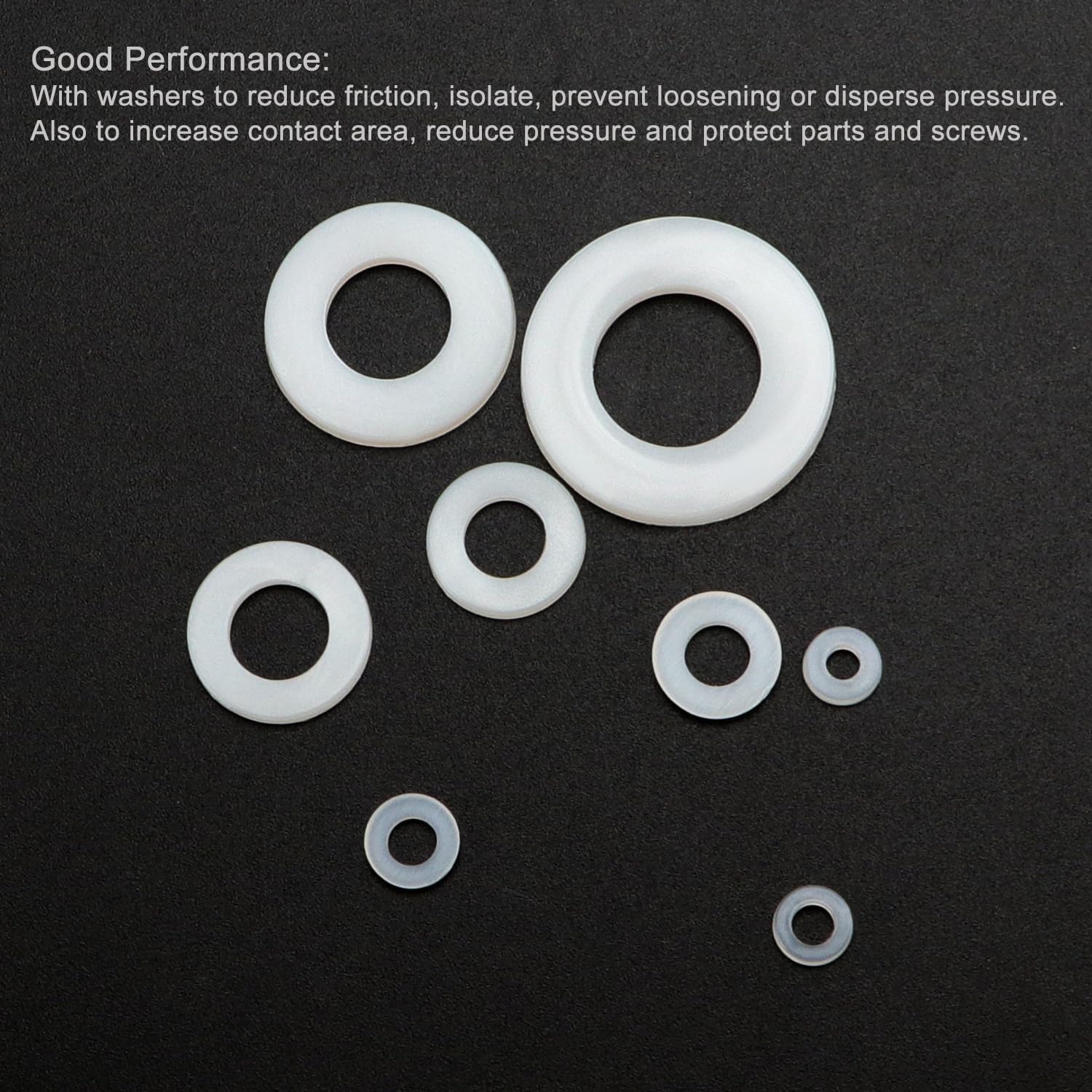 600 Rondelle In Nylon Bianche - Kit Assortito M2 M2.5 M3 M4 M5 M6 M8 M10 Per Meccanica - Foto 8