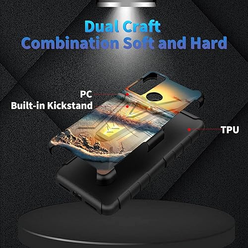 Miniatura 194 de AT&T Calypso 2 (U319AA) Funda con protector de pantalla de vidrio templado resistente con función atril integrado para debut de críquet, ciervo